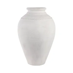 30" Terracotta Floor Vase, Ivory