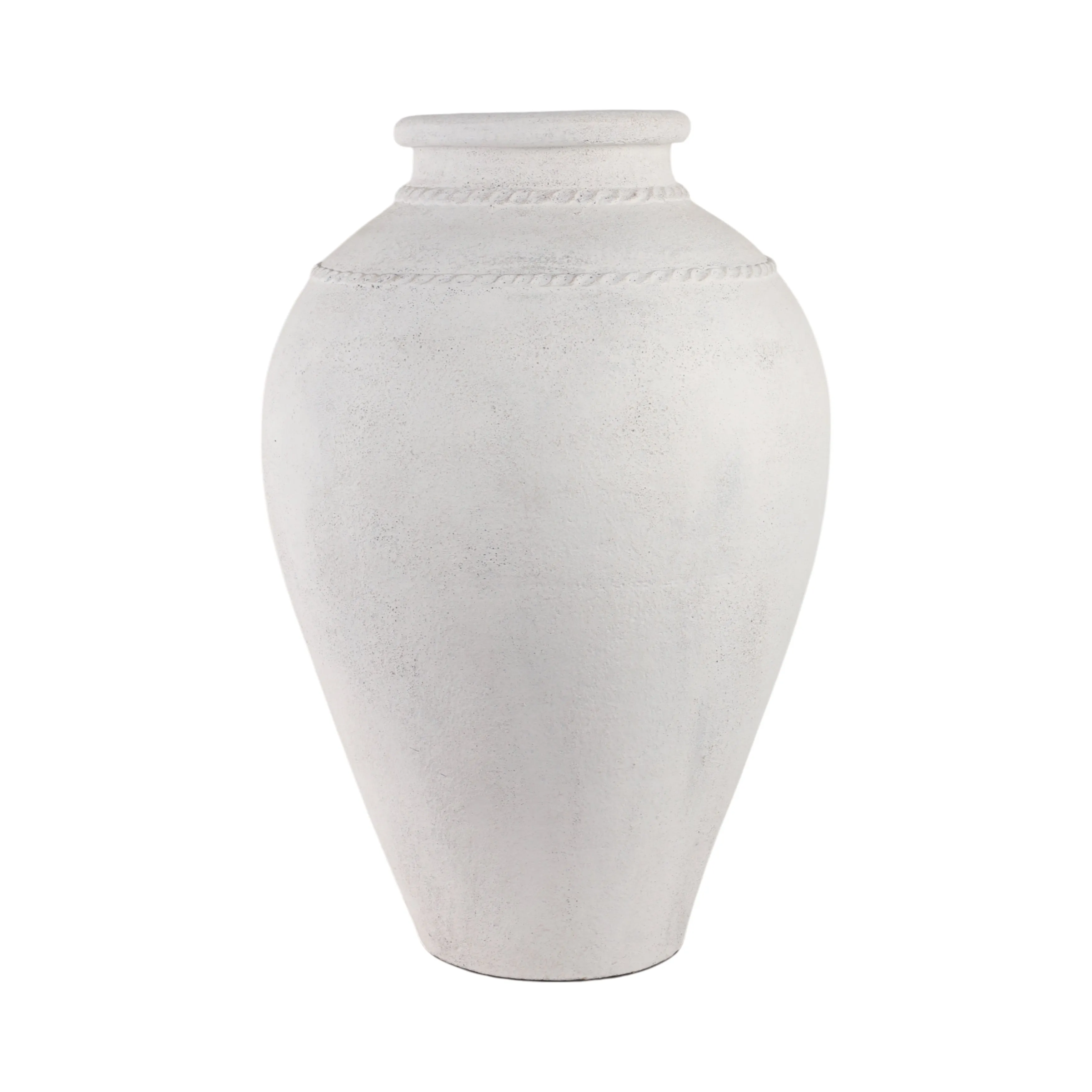 30" Terracotta Floor Vase, Ivory