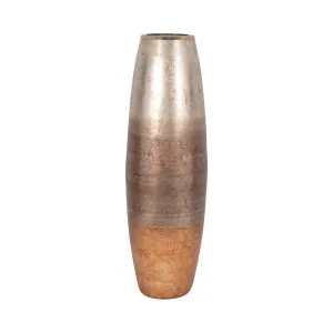 31" Curved Glass Vase Metallic Ombre Finish, Multi