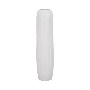 32" Rough Cylinder Floor Vase, White