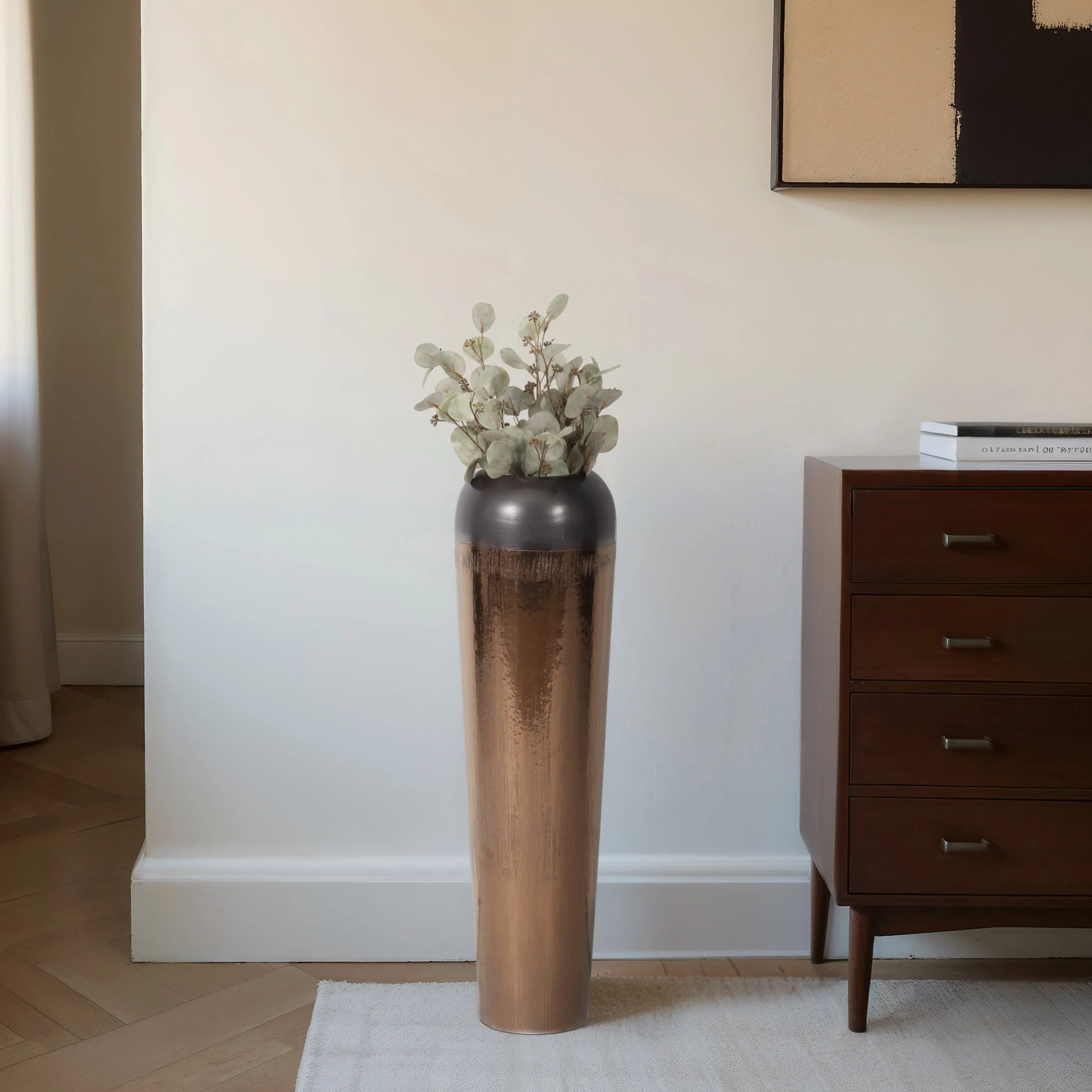 34" Tiziano Large Ceramic Bronze Floor Vase