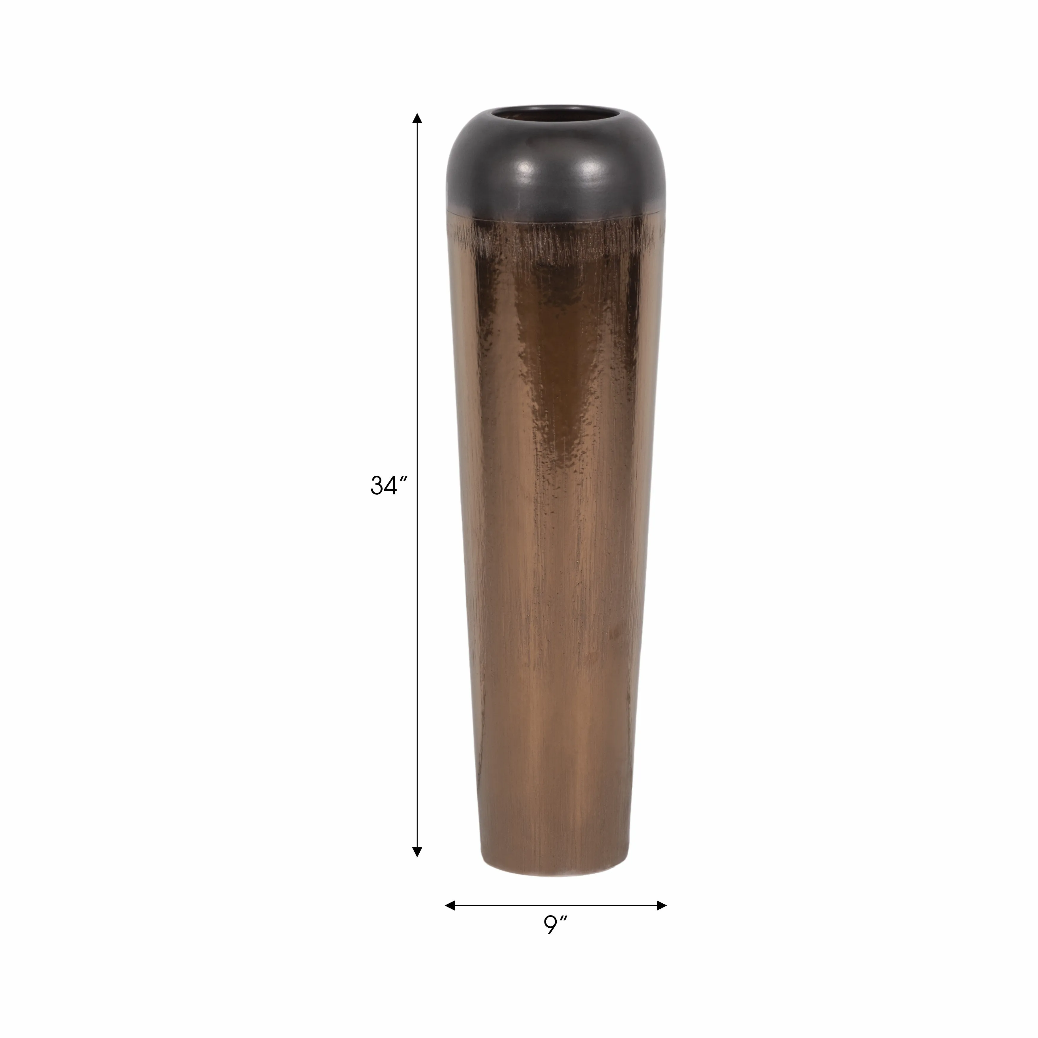 34" Tiziano Large Ceramic Bronze Floor Vase