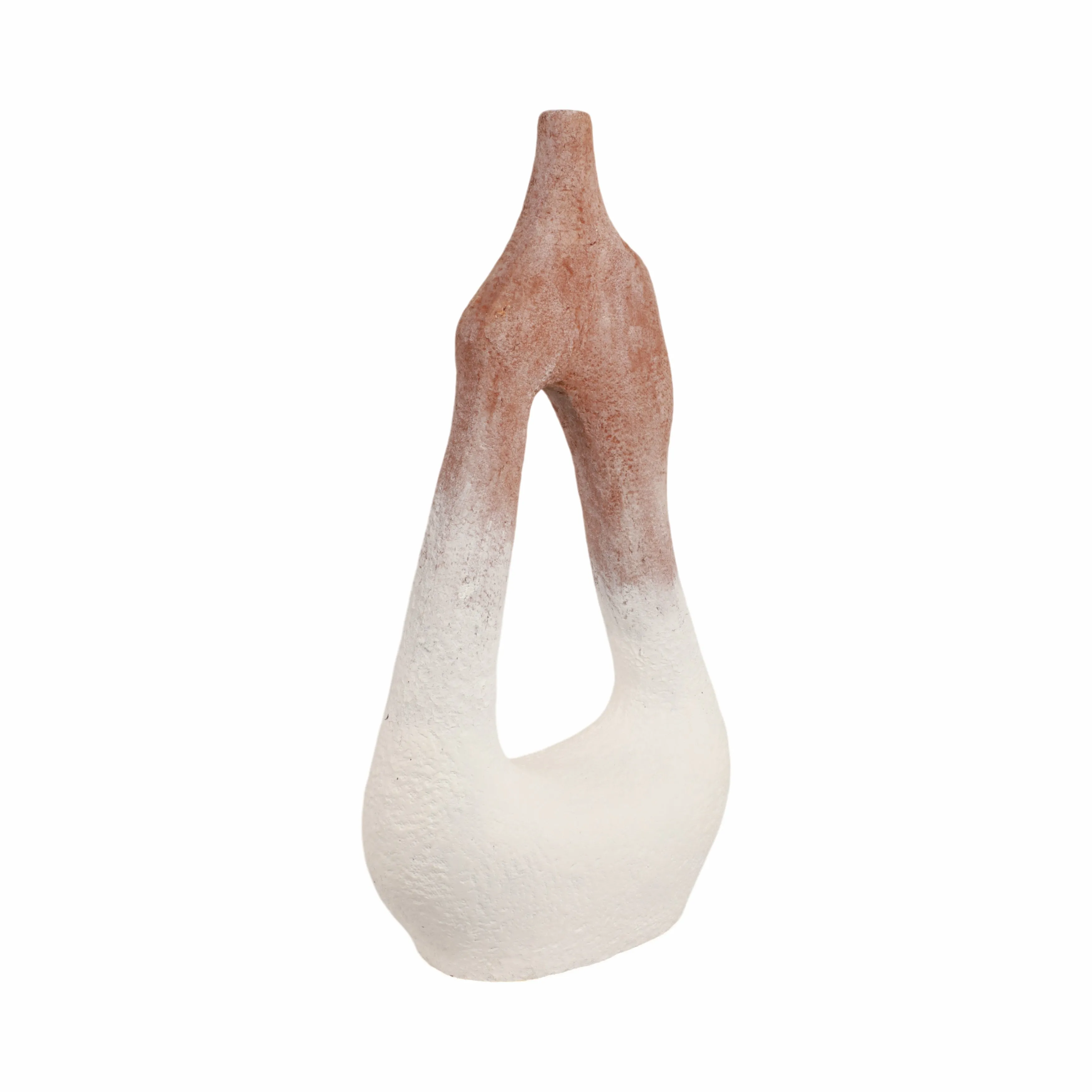 36" Curvy Open Cut-out Terracotta Vase, White Mult
