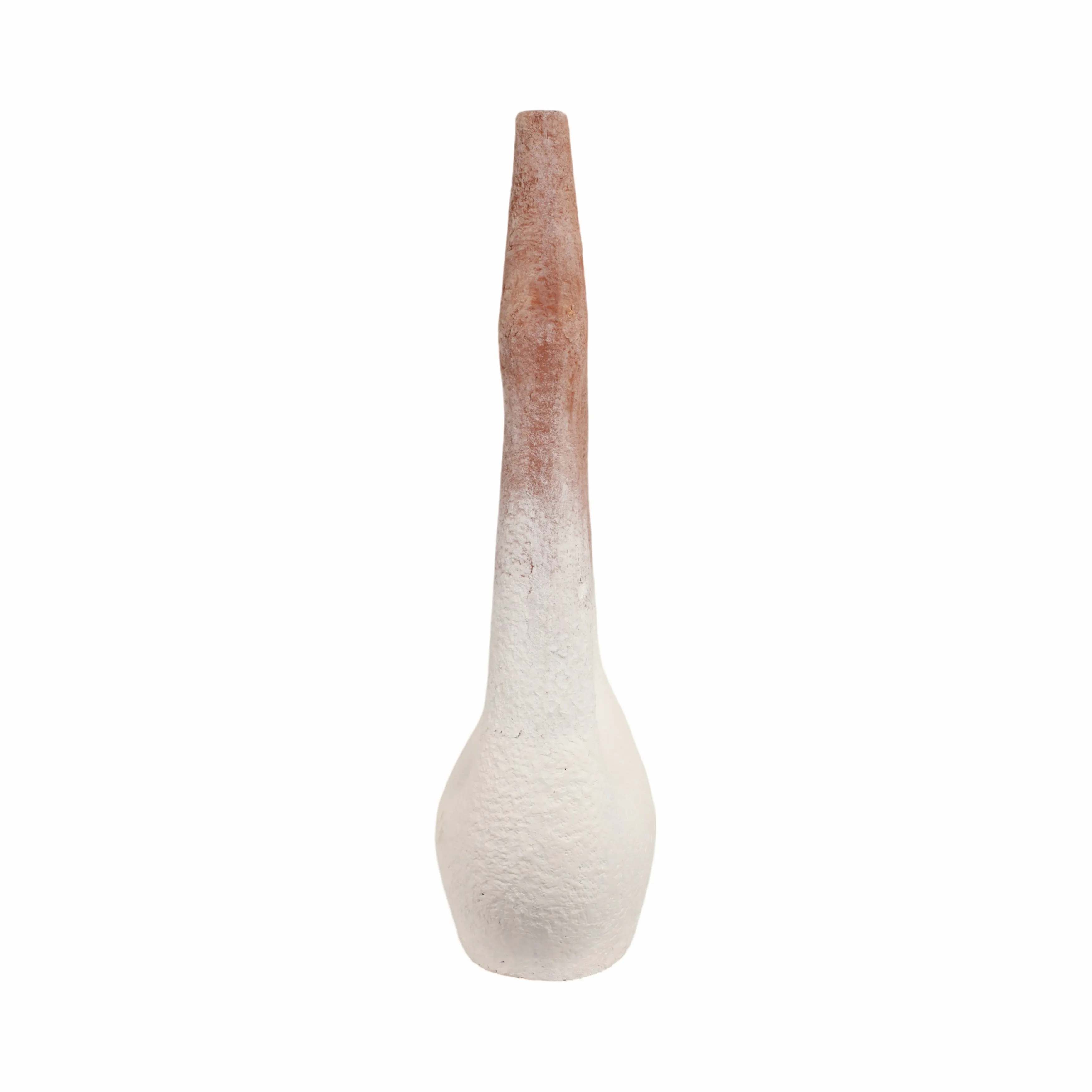 36" Curvy Open Cut-out Terracotta Vase, White Mult