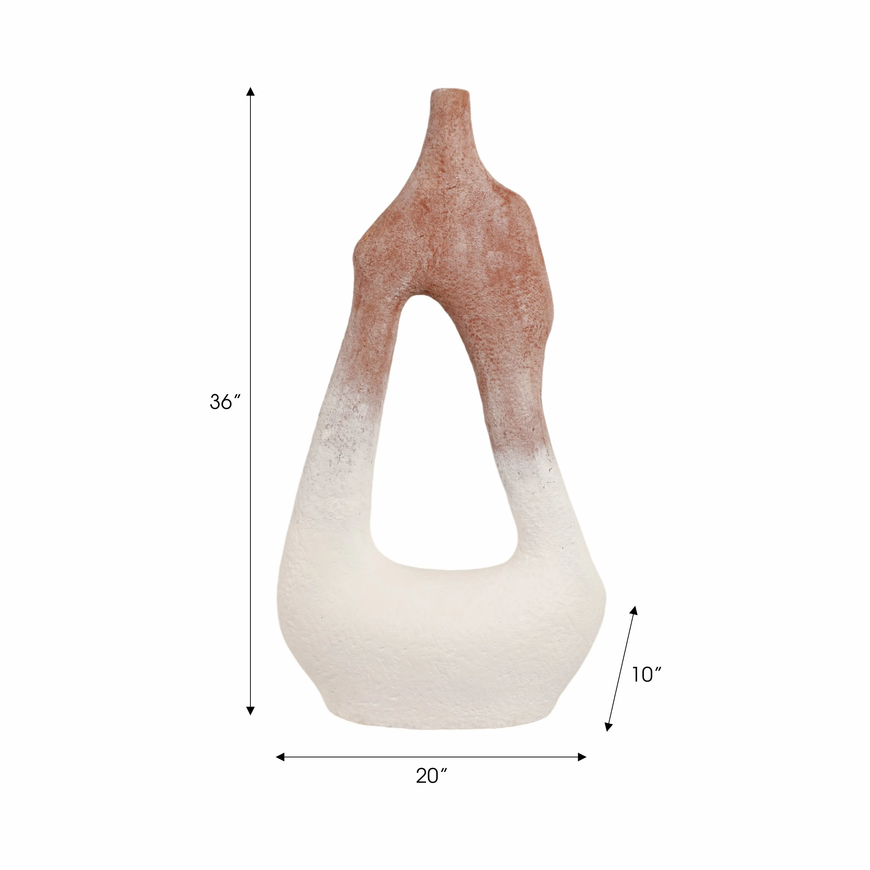 36" Curvy Open Cut-out Terracotta Vase, White Mult