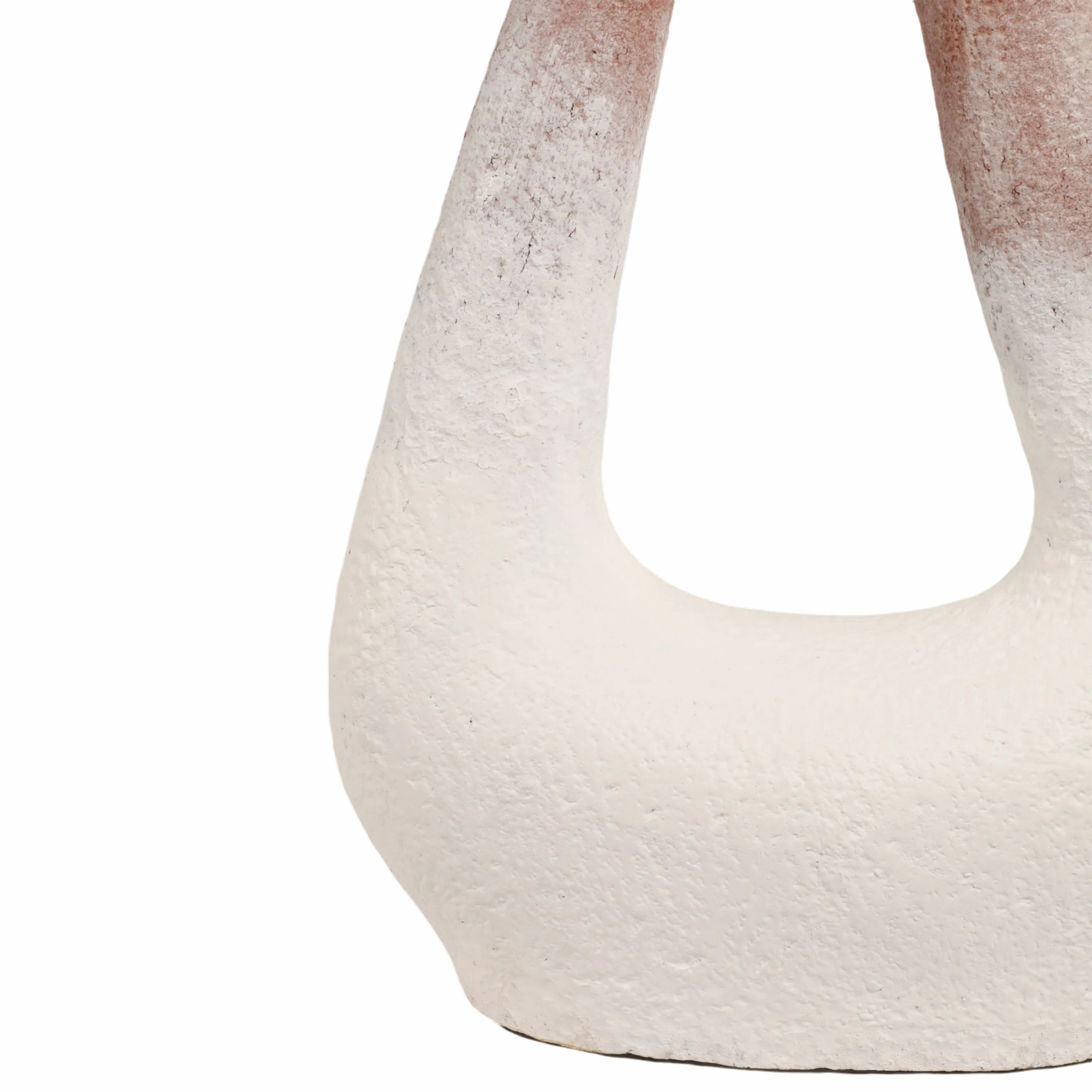 36" Curvy Open Cut-out Terracotta Vase, White Mult