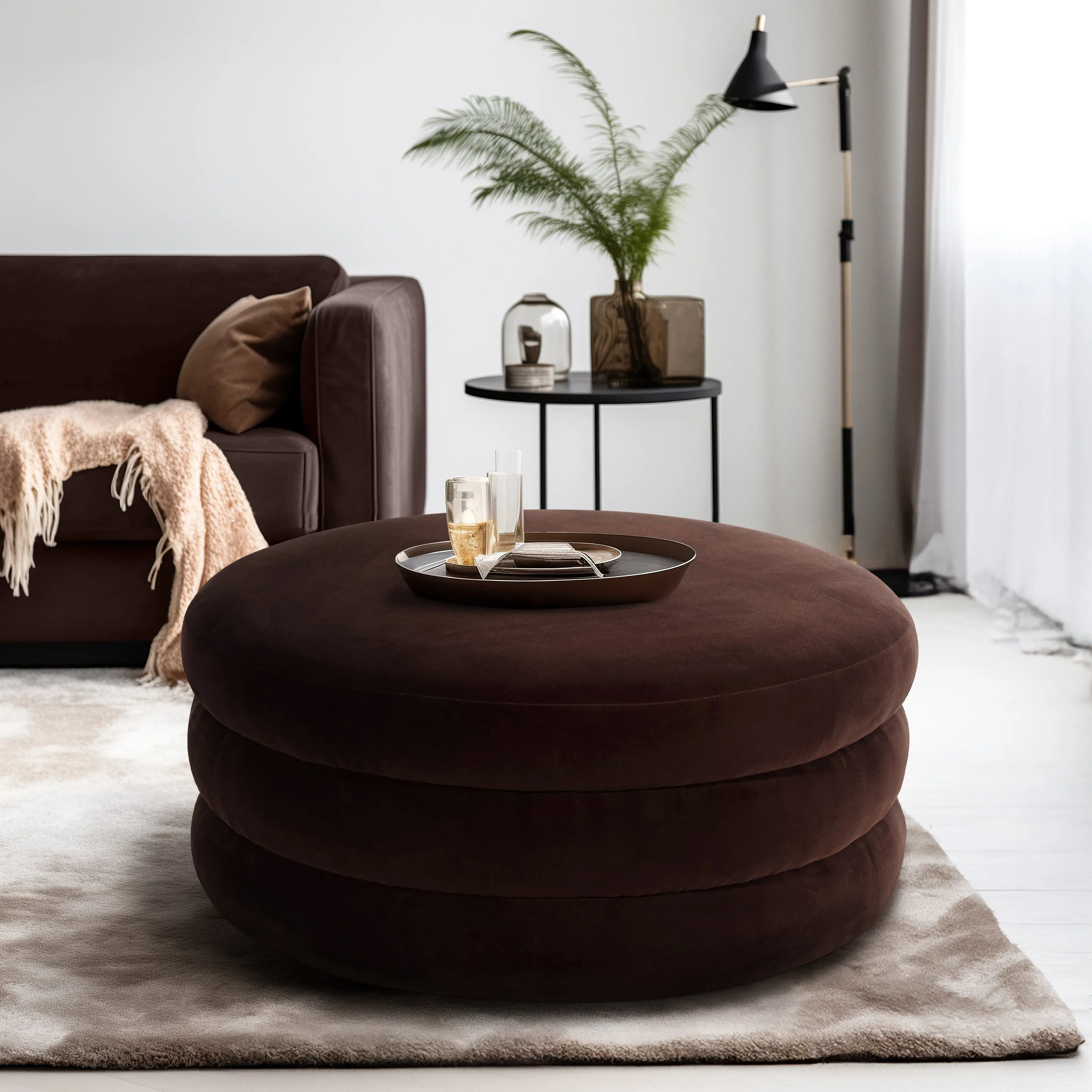 39X17 TRIPLE TIERED OTTOMAN, BROWN