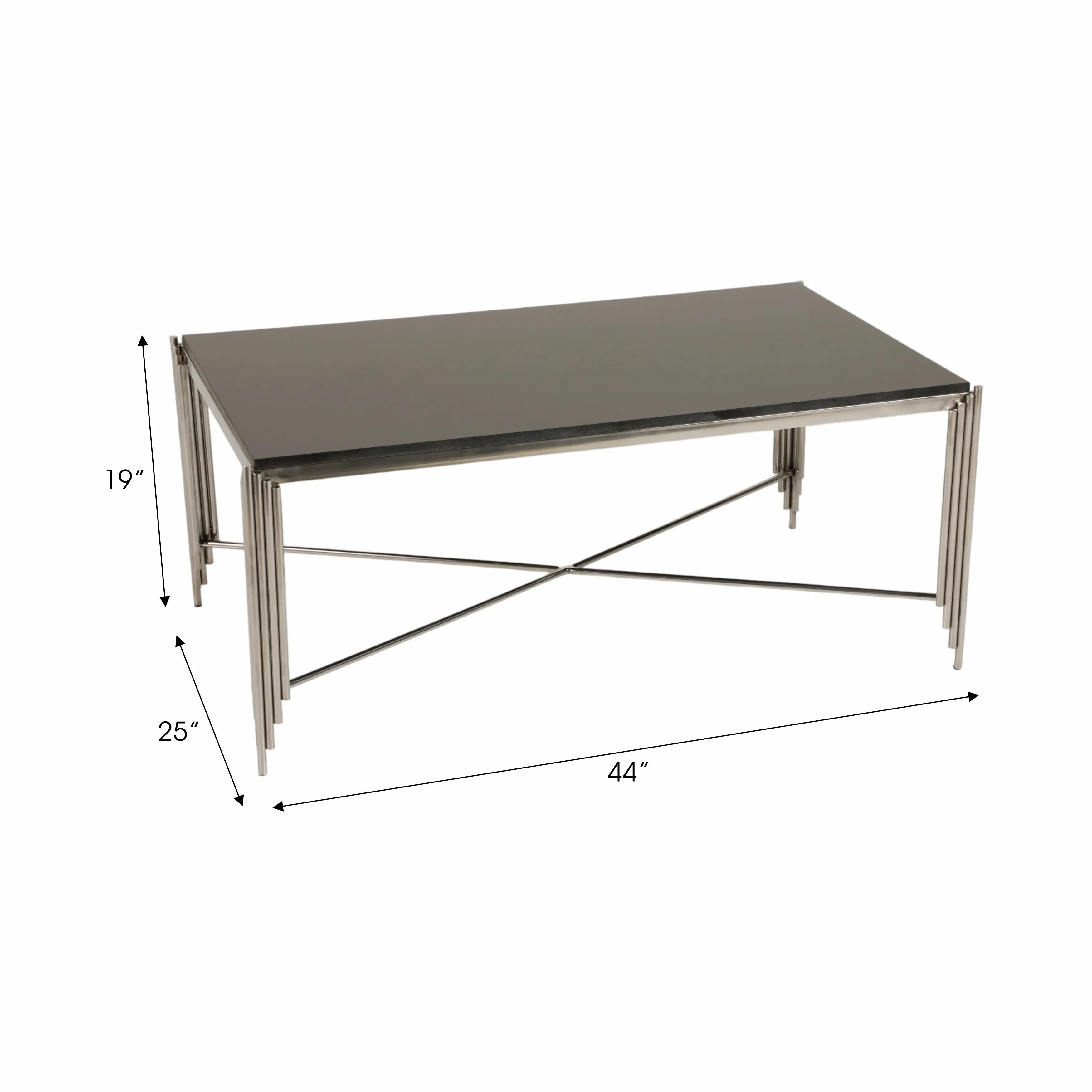 44" Aldine Stainless Steel Coffee Table