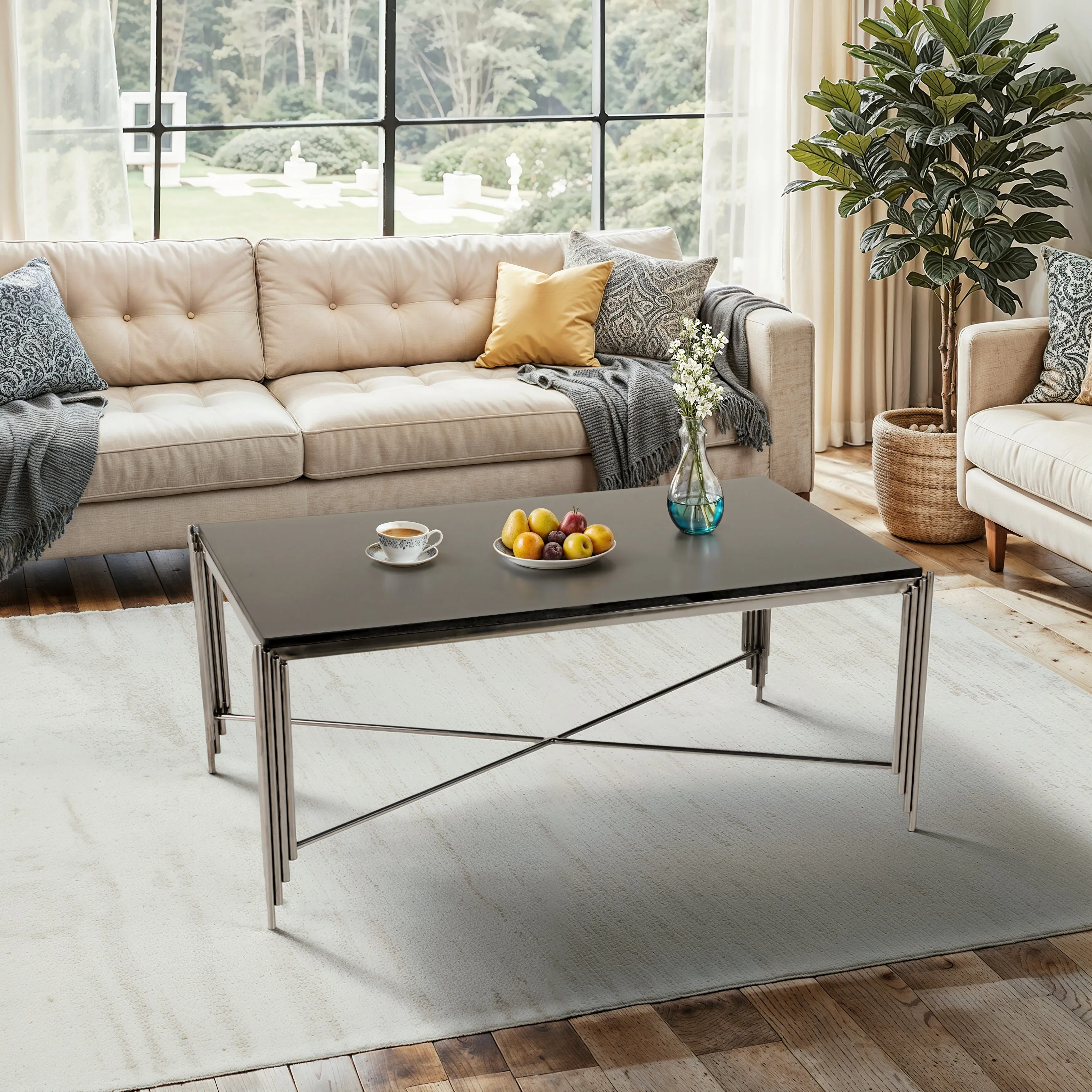 44" Aldine Stainless Steel Coffee Table