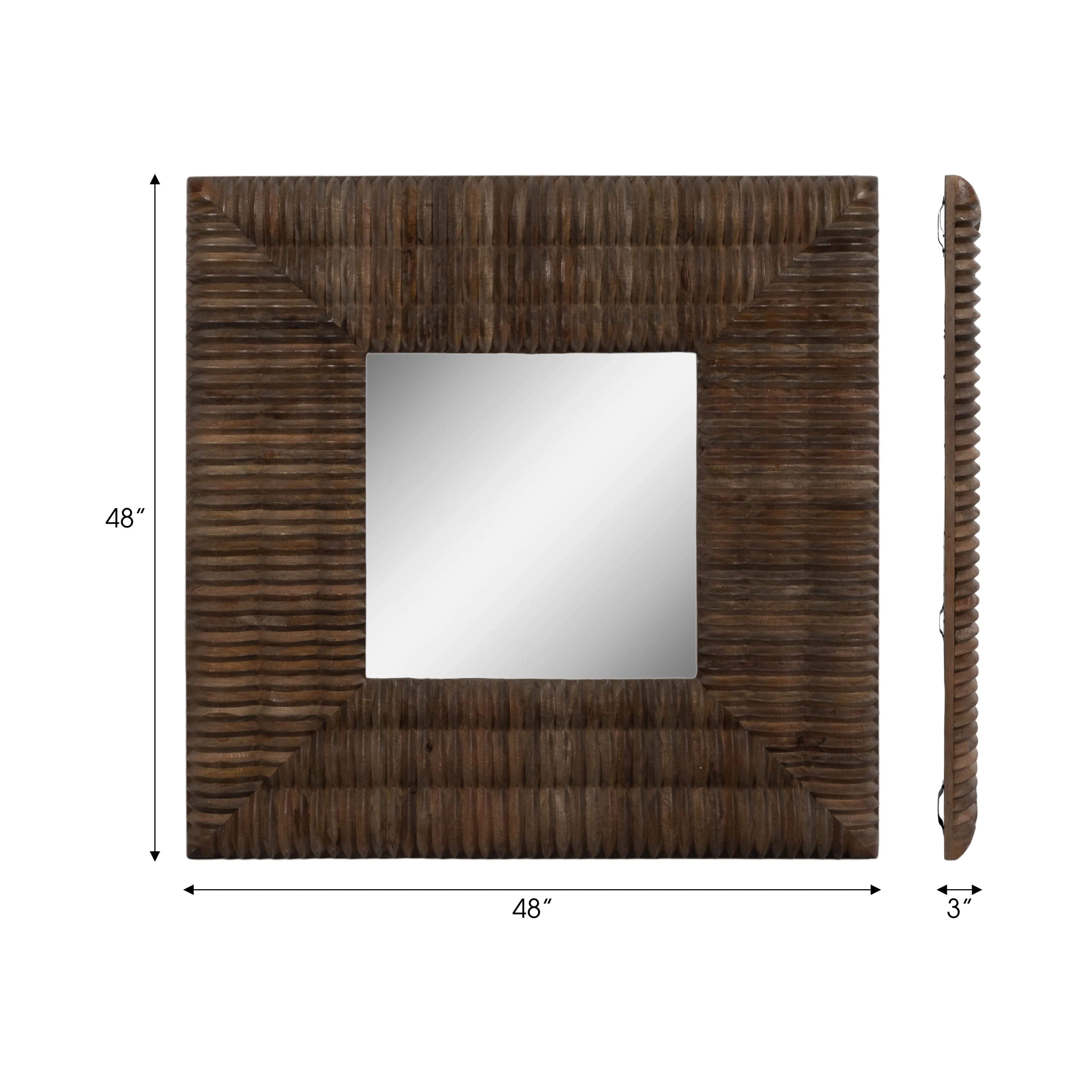 48X48" MONTERAY CARVED WOOD WALL MIRROR