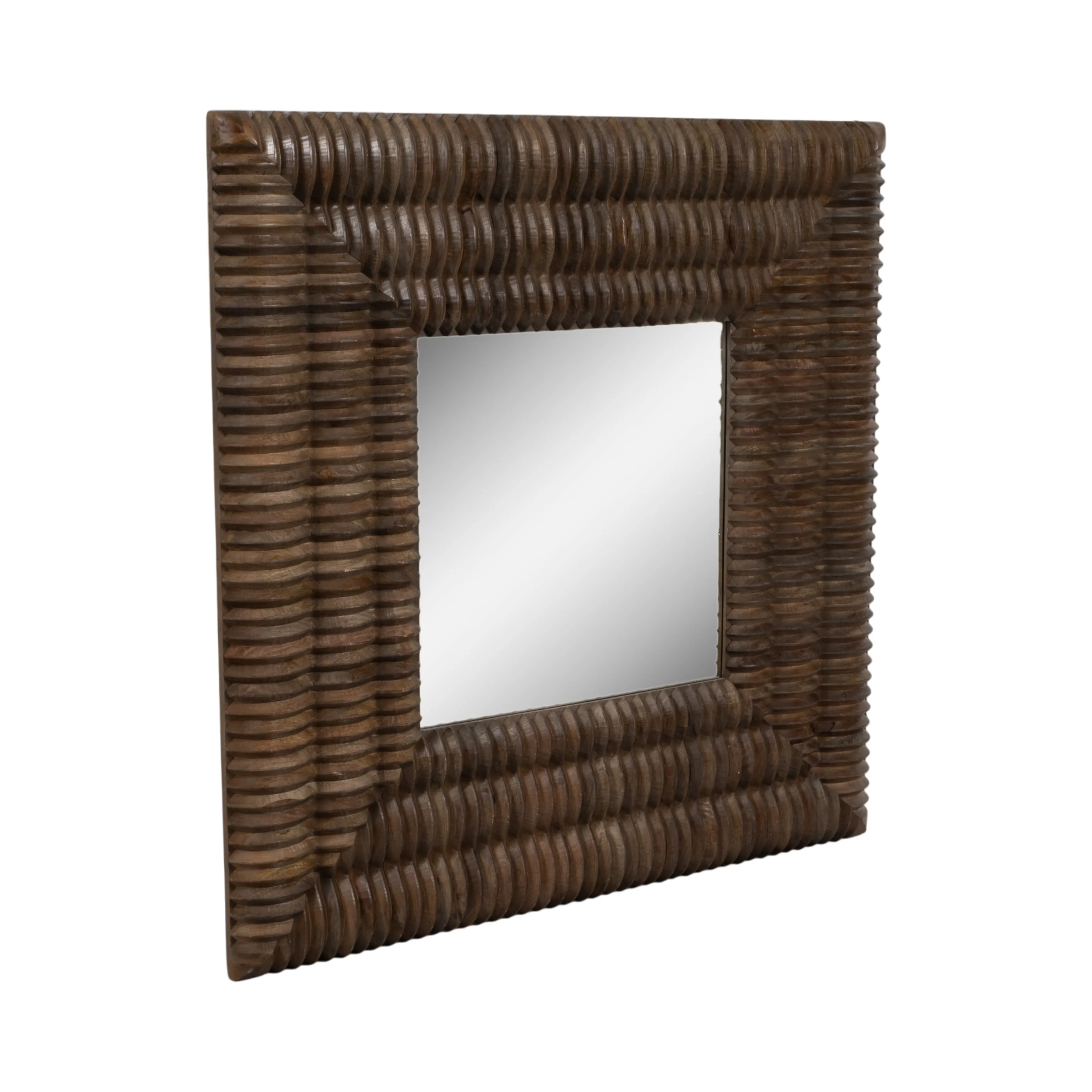48X48" MONTERAY CARVED WOOD WALL MIRROR