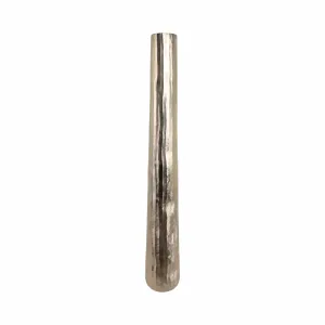 58" Rounded Etched Metal Floor Vase, Silver
