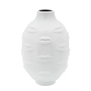 6" LIPS VASE, WHITE