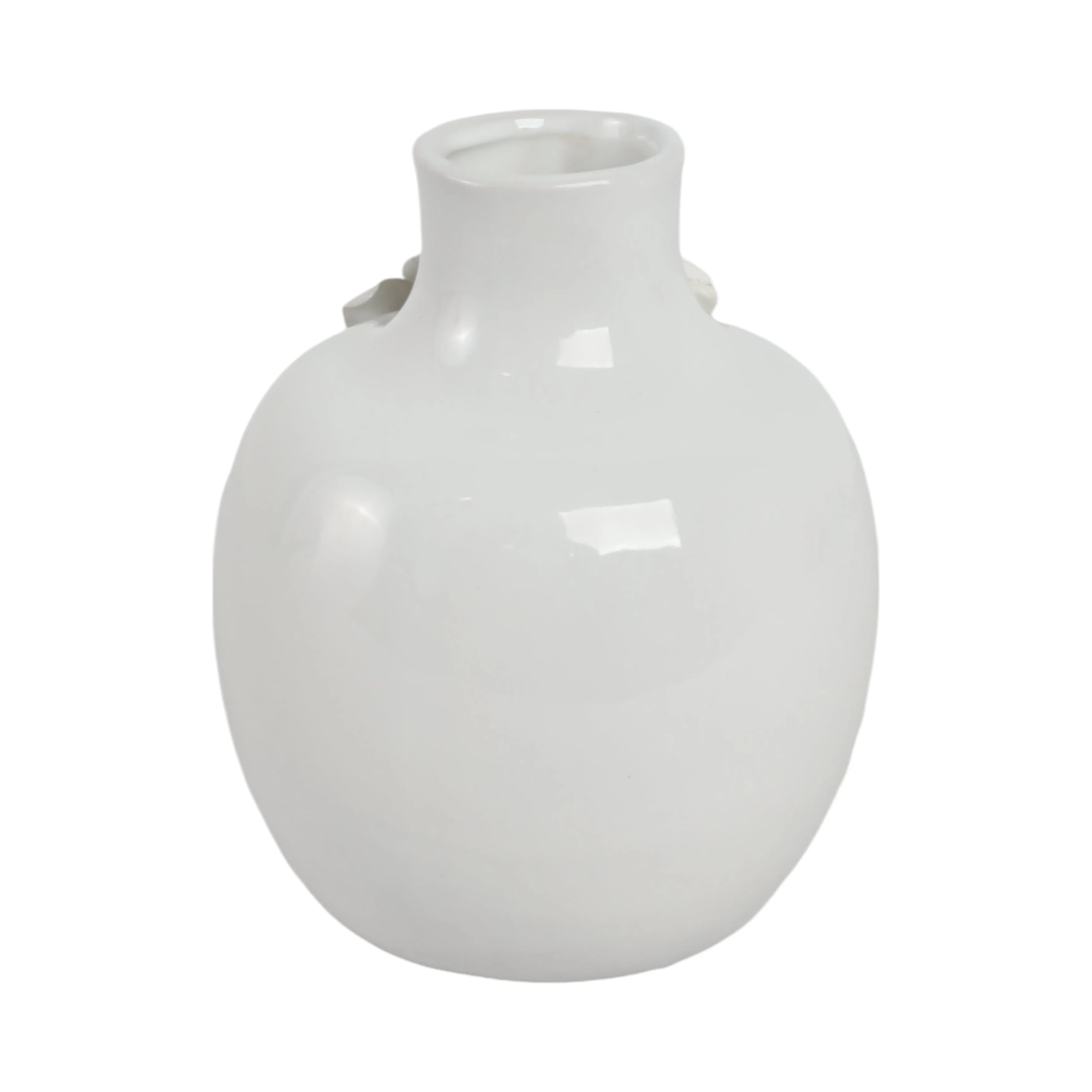 6x5" Rose Applique Bud Vase, Cream