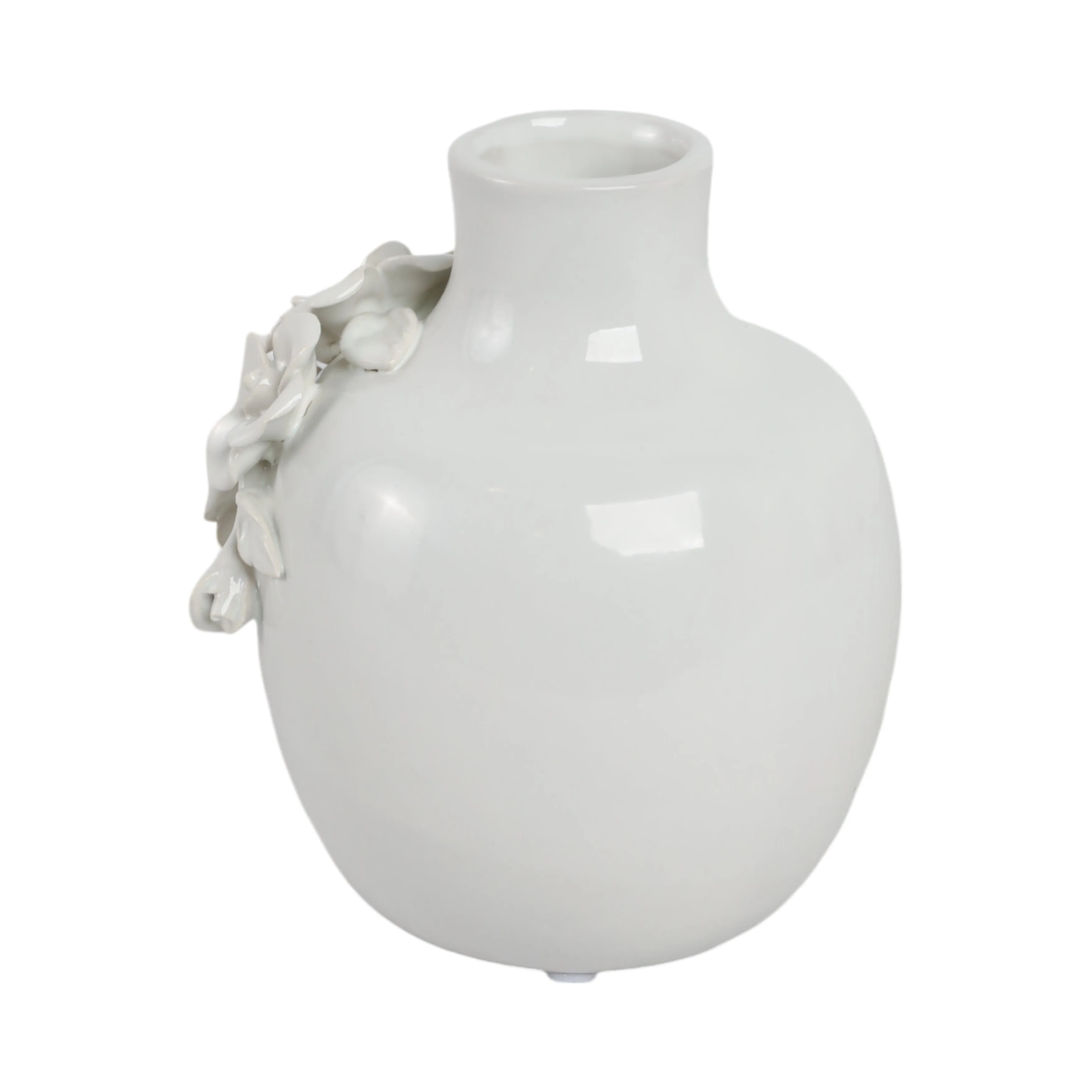 6x5" Rose Applique Bud Vase, Cream