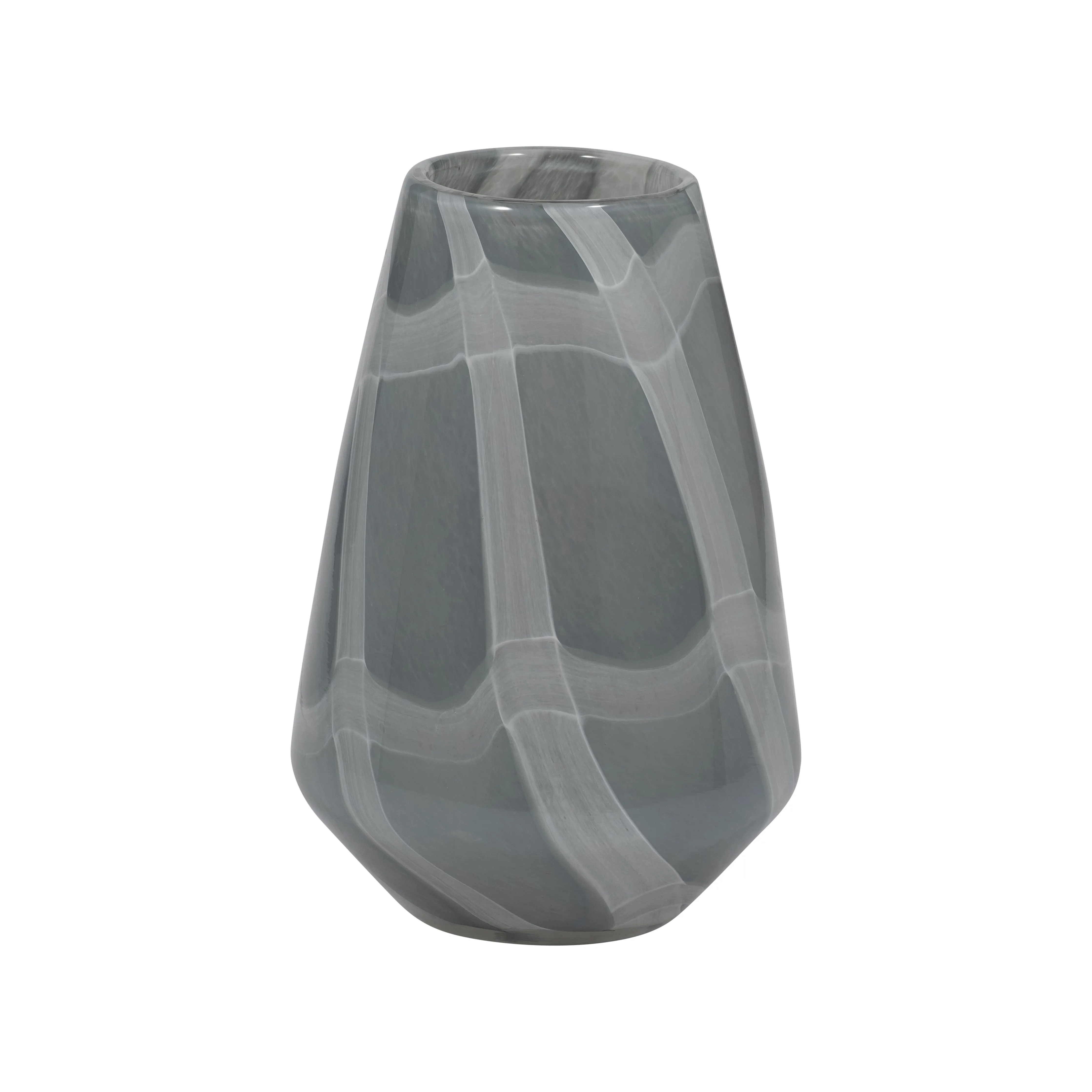 7" VICTORIA SMALL GRAY GLASS VASE