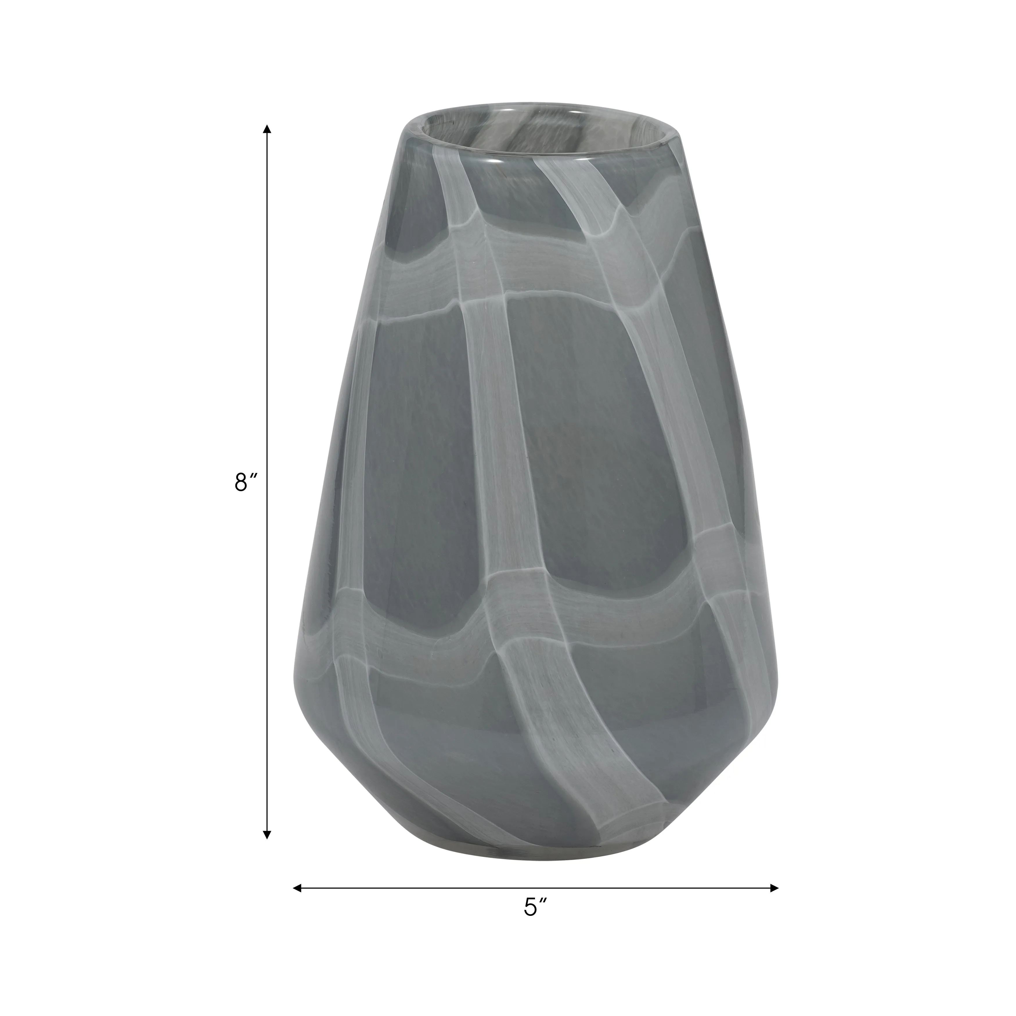7" VICTORIA SMALL GRAY GLASS VASE