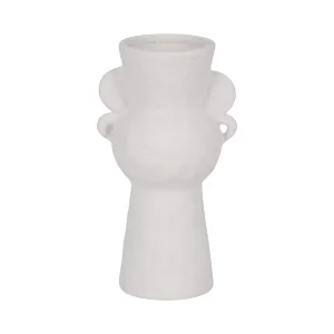 8" Rough Totem Bud Vase, White