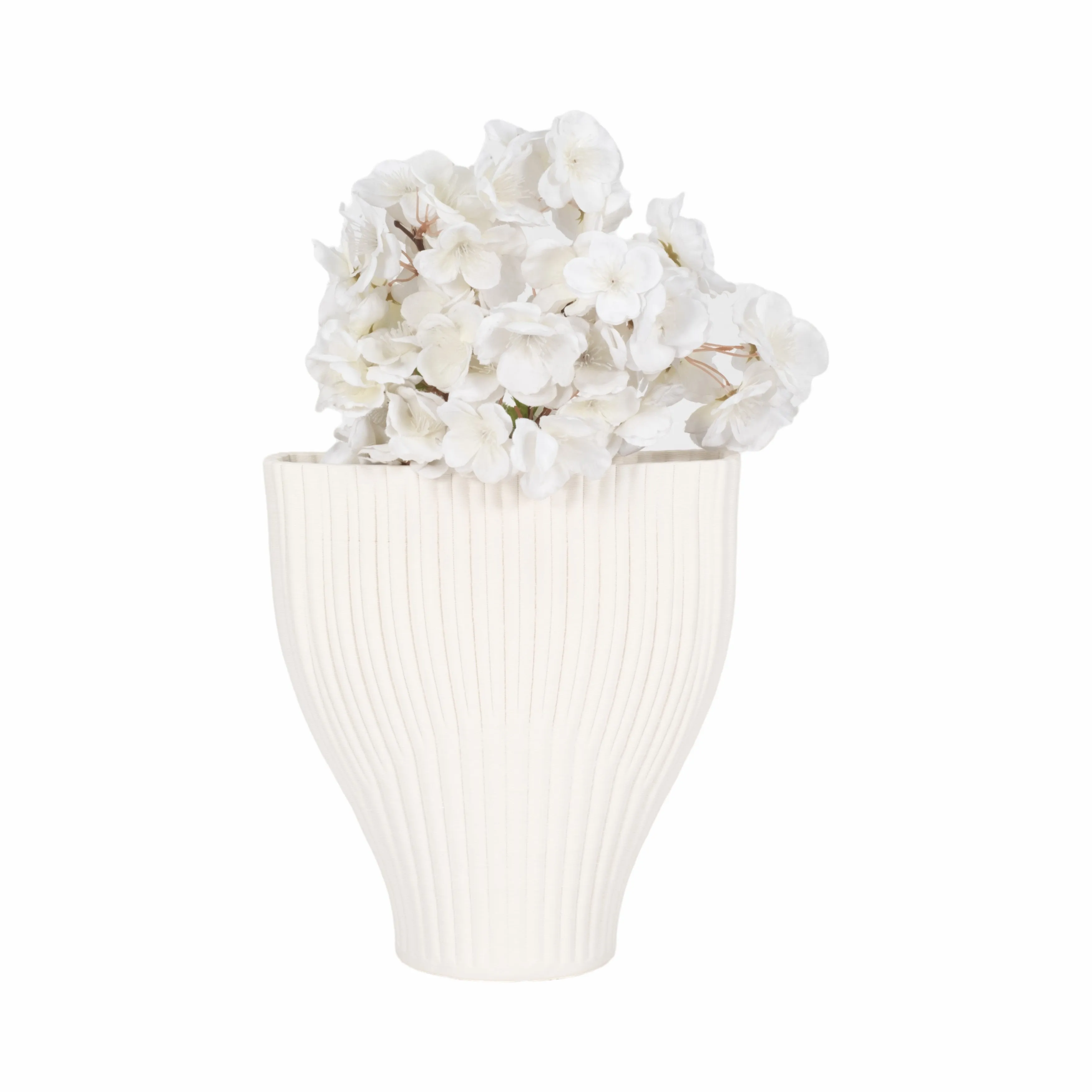 9" BELLO 3D PRINTED VASE, IVORY/BEIGE