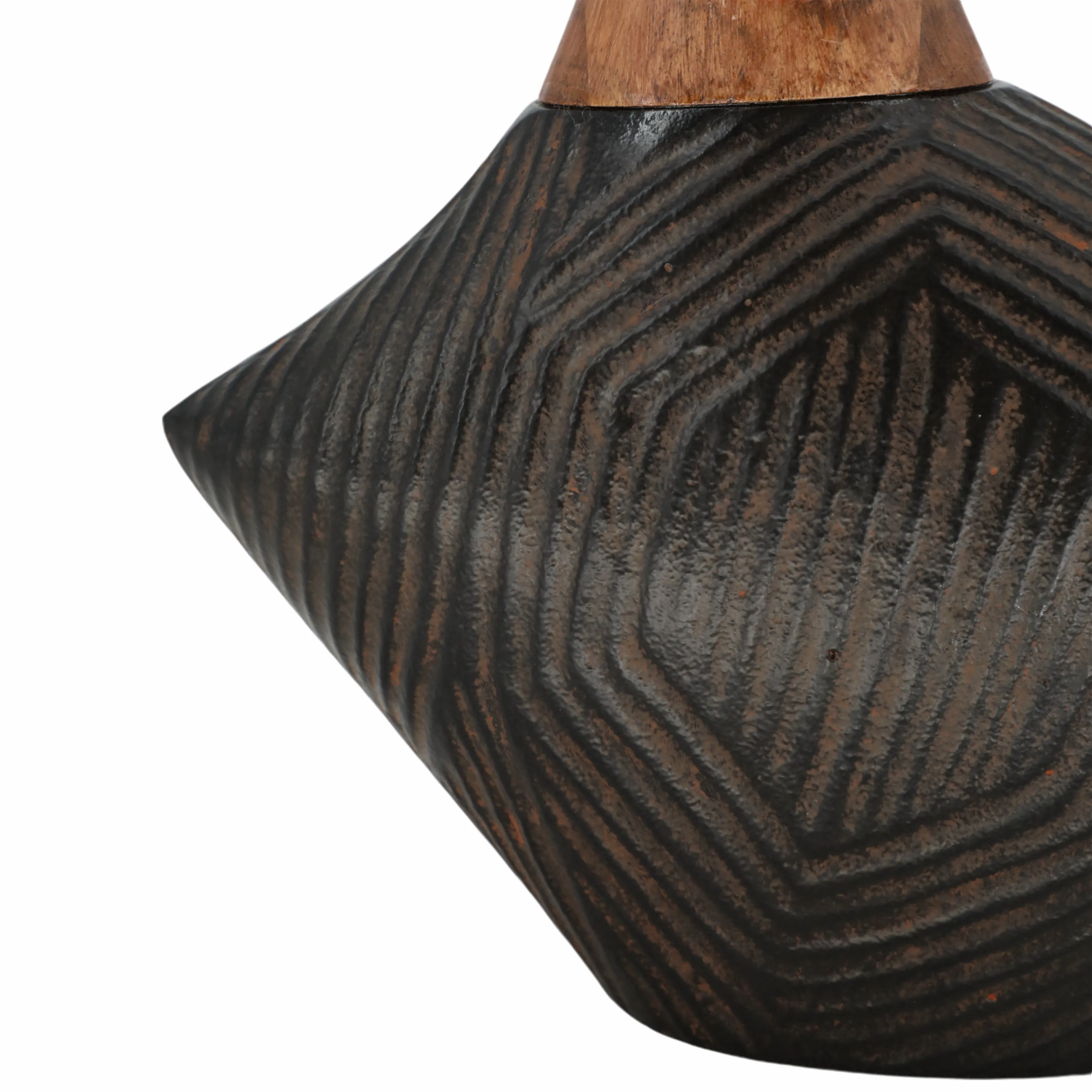 9" Kenai Small Wood And Metal Vase