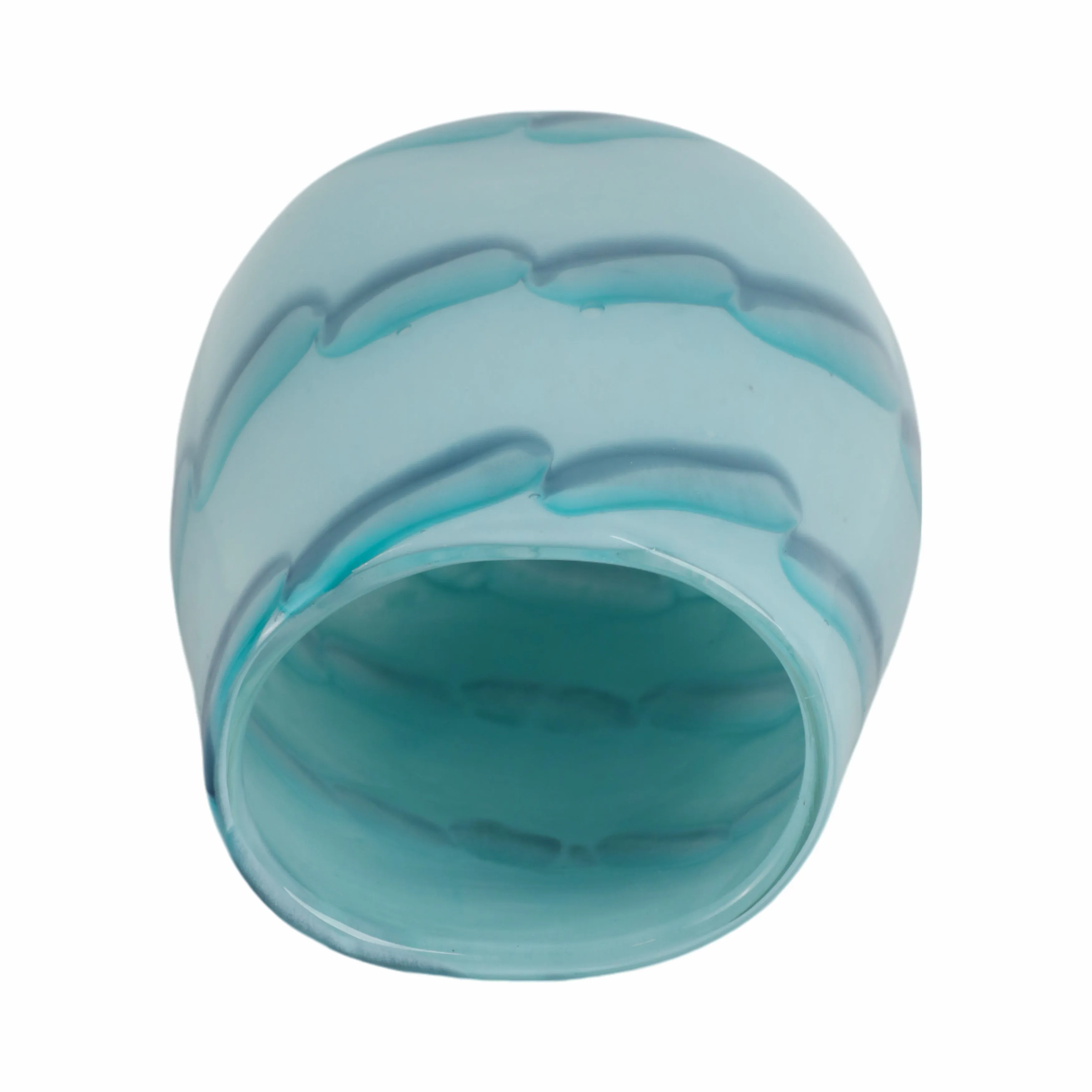 9x6" Bead Pattern Glass Vase, Blue