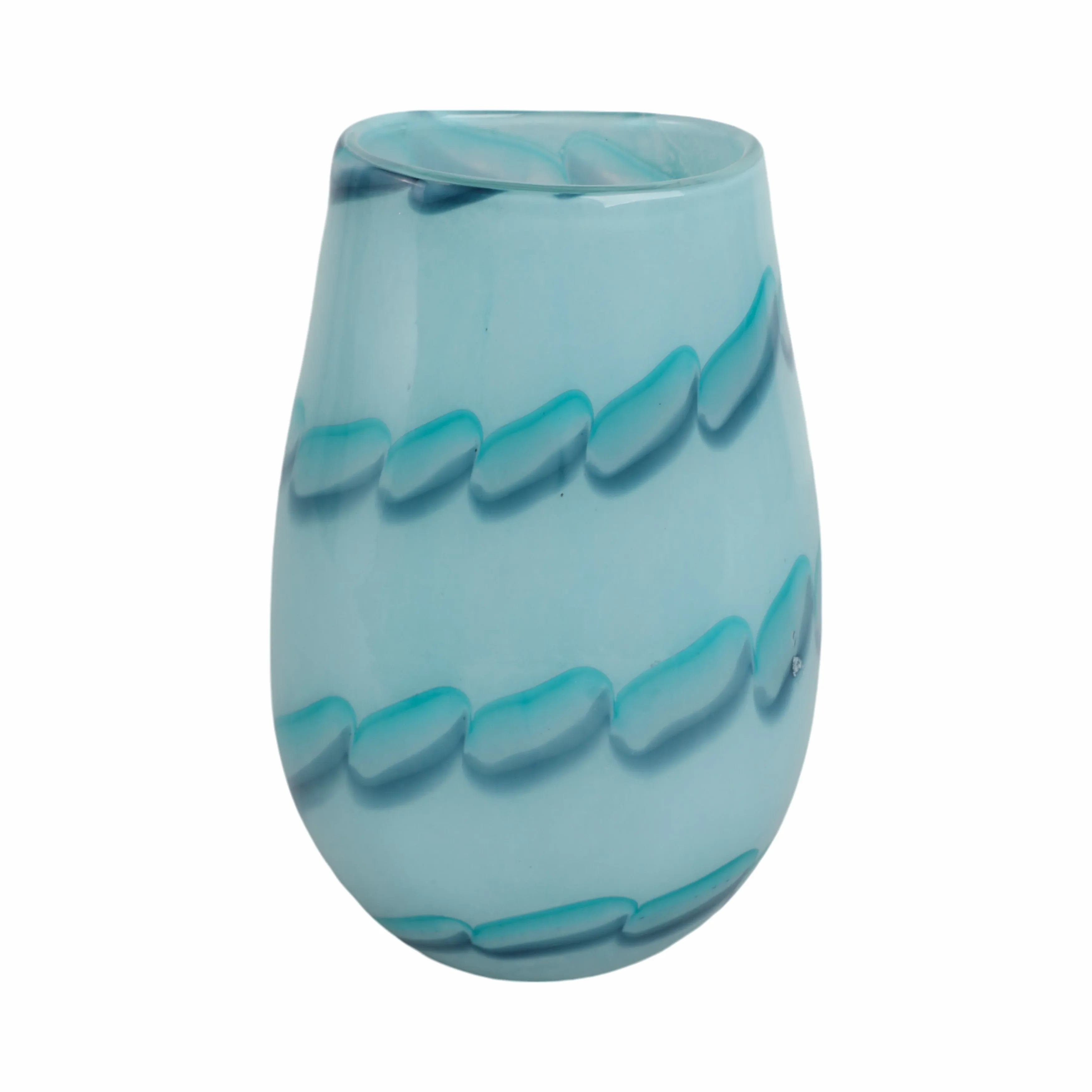 9x6" Bead Pattern Glass Vase, Blue