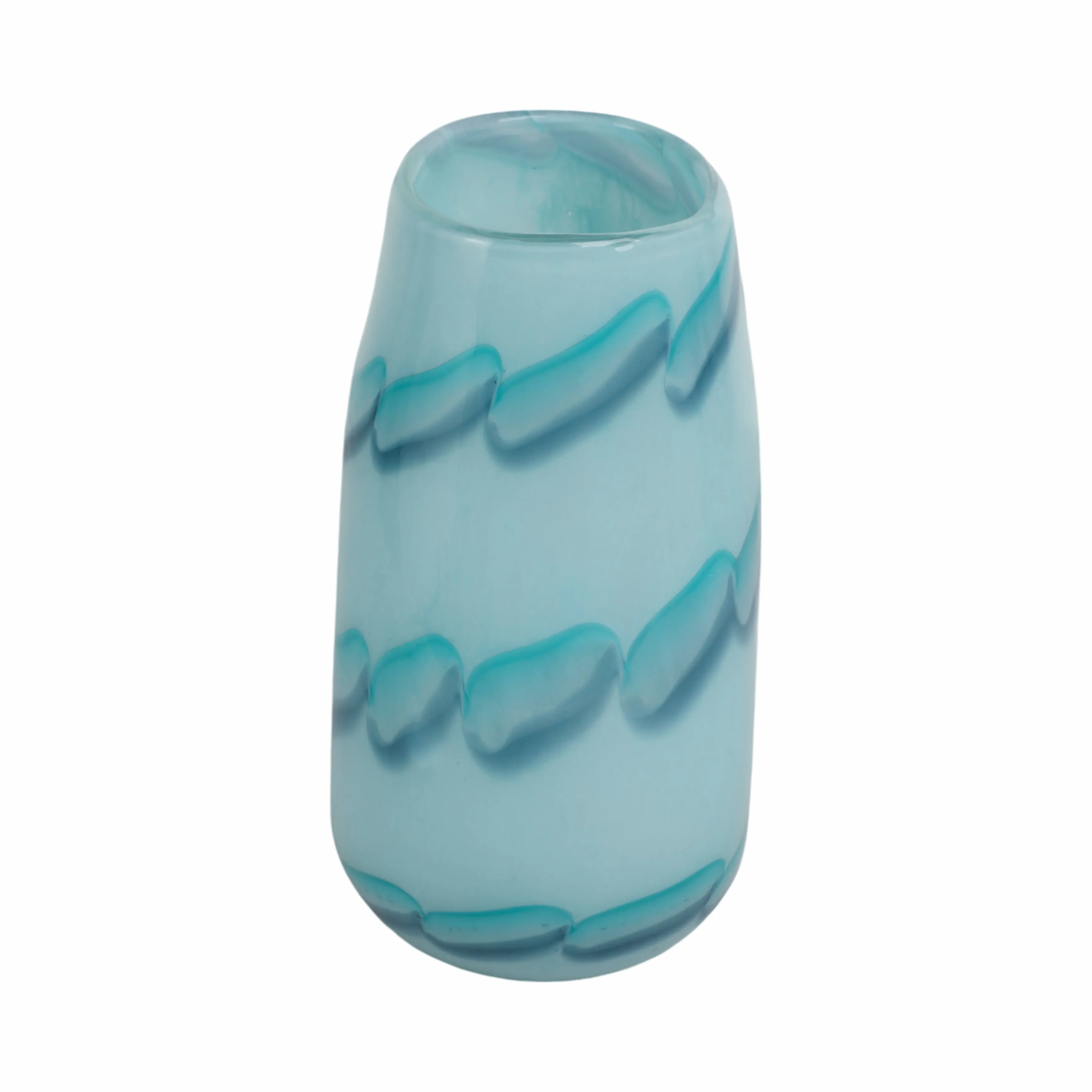 9x6" Bead Pattern Glass Vase, Blue