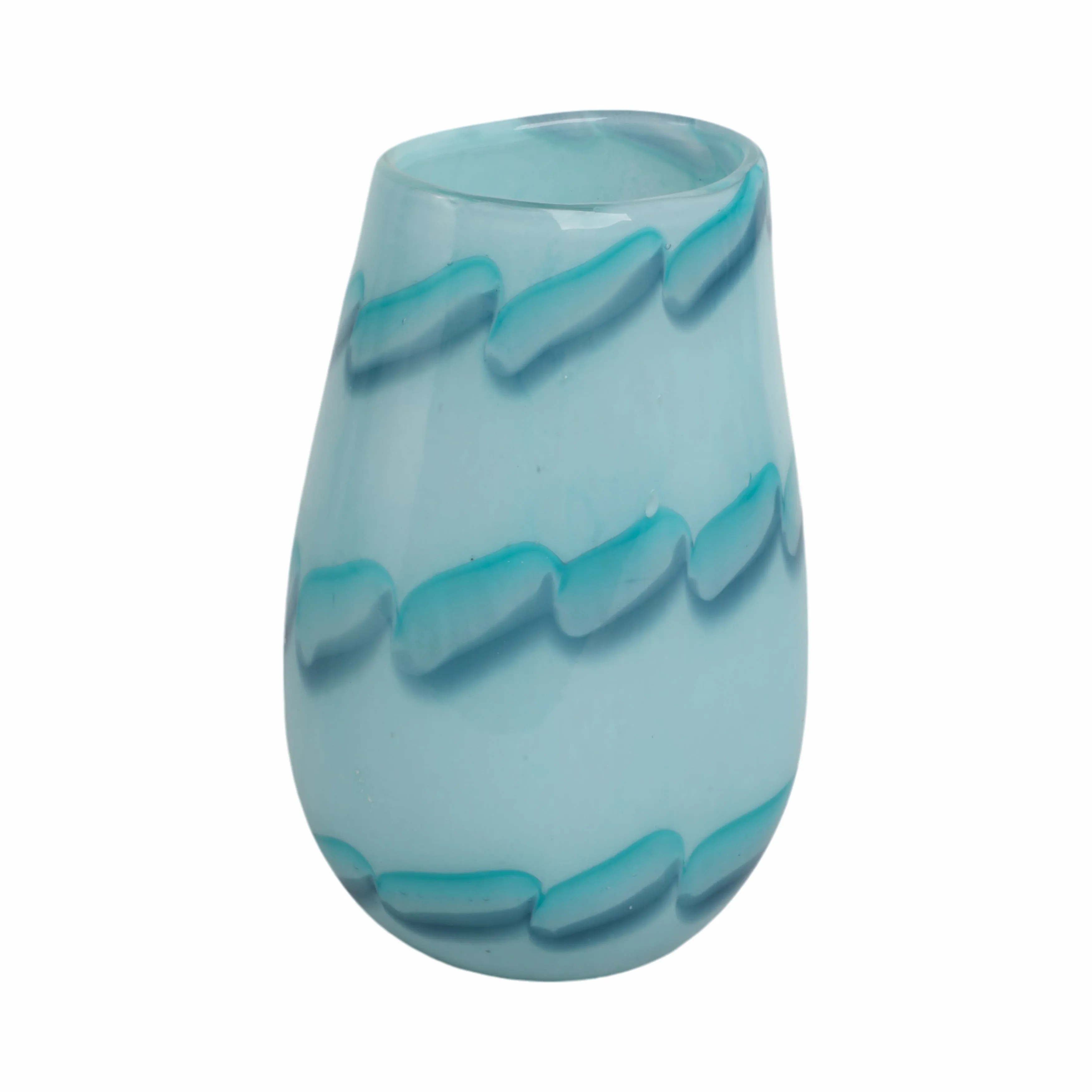9x6" Bead Pattern Glass Vase, Blue