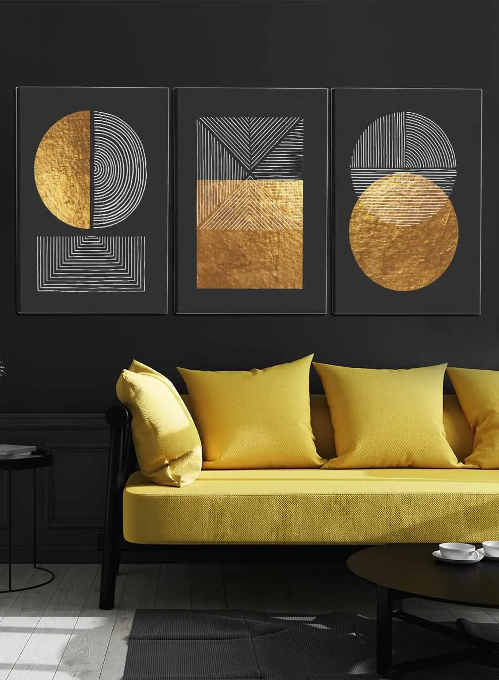 Abstract Circle Squares Paintings(set of 3)