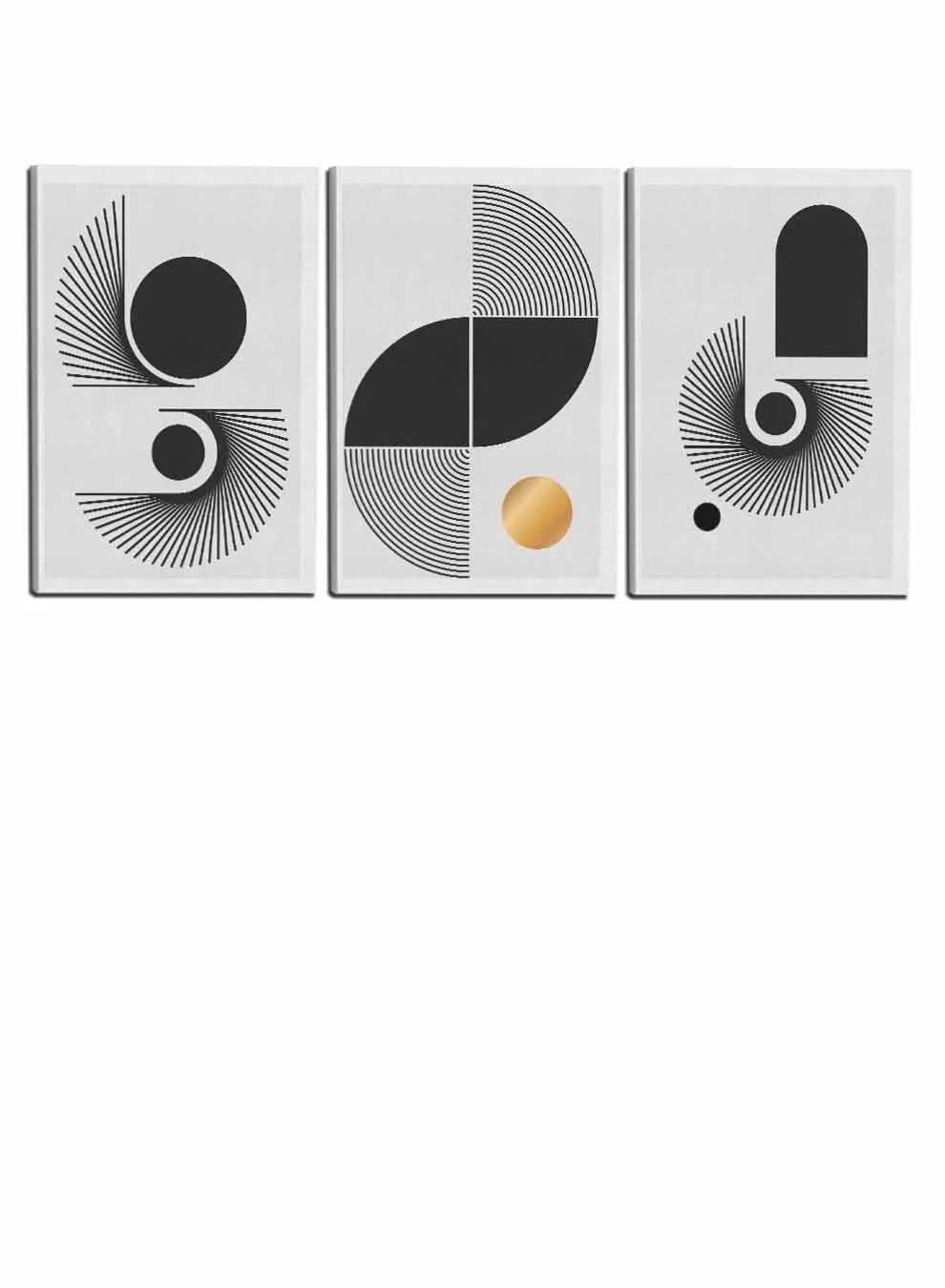 Abstract Curves Shapes and circle Paintings(set of 3)