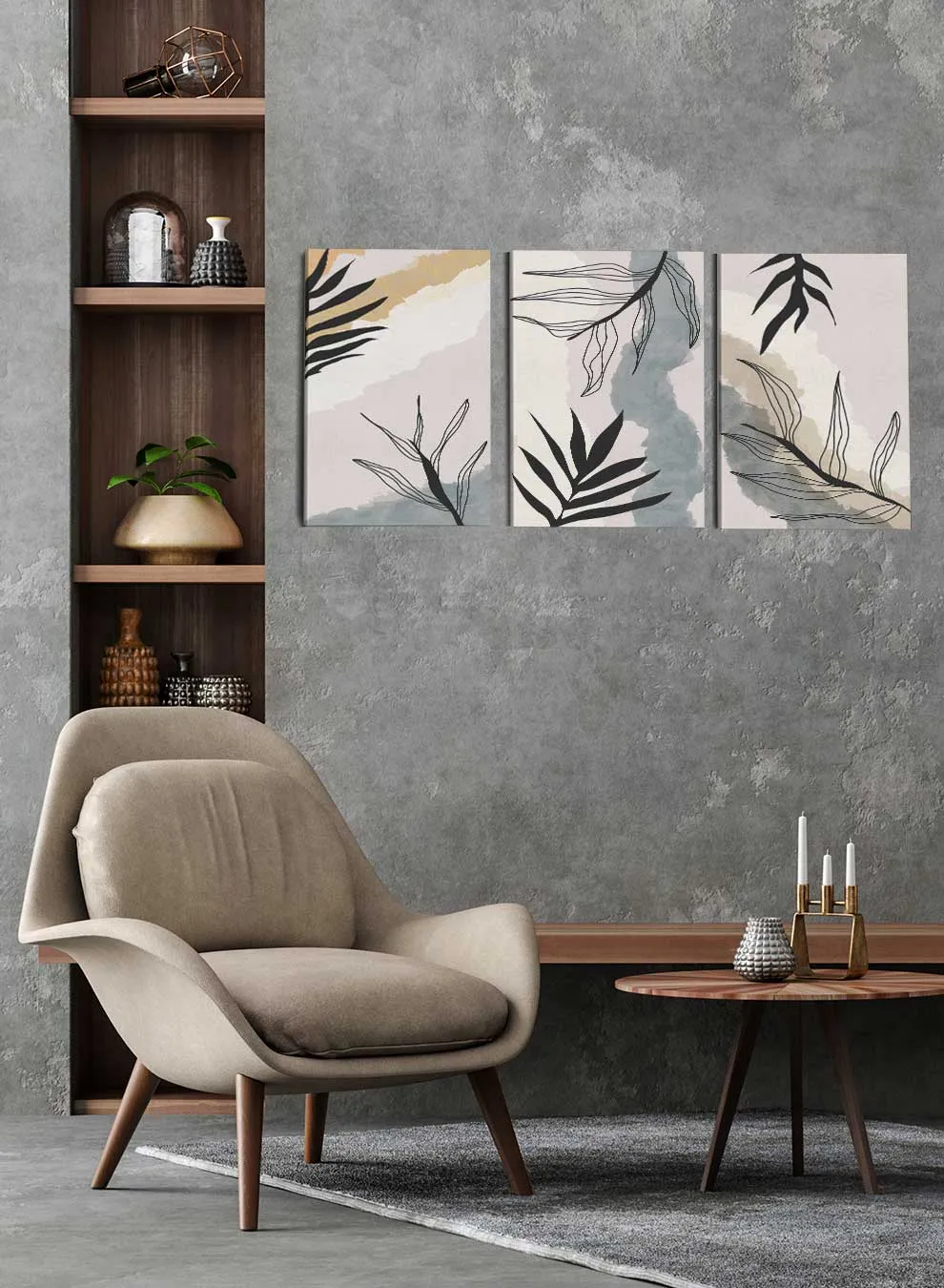 Abstract Floral Drawing Paintings(set of 3)