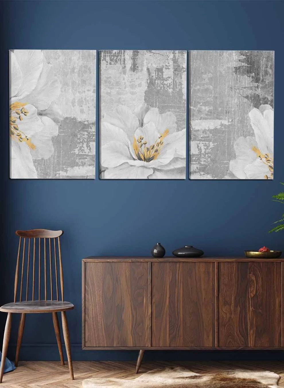 Abstract Flower Paintings(set of 3)