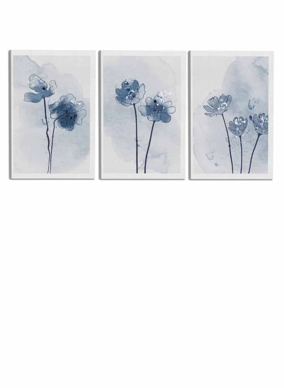 Abstract Flowers Watercolor Paintings(set of 3)
