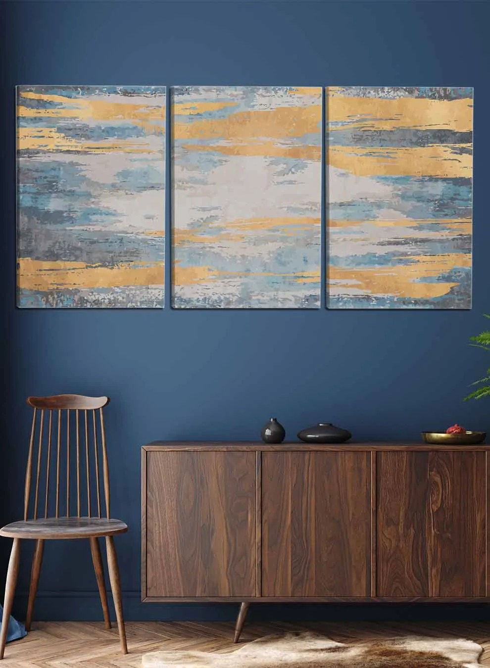 Abstract Hand Drawn Triptych Paintings(set of 3)