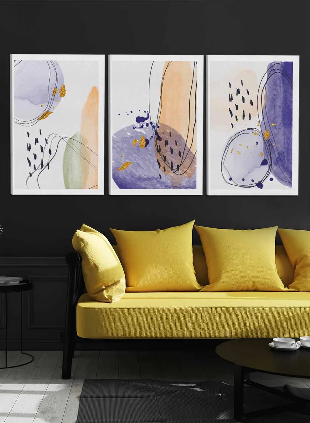 Abstract Hand Drawn Watercolor Paintings(set of 3)