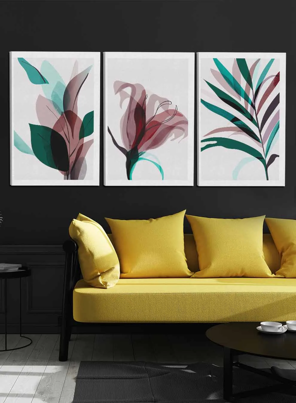 Abstract Jungle Tropical Leaves Paintings(set of 3)