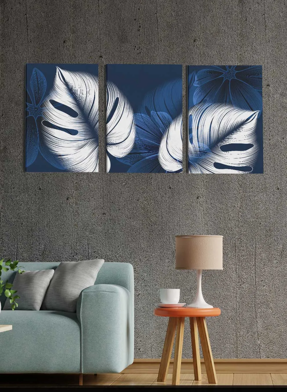 Abstract Large Leaves Paintings(set of 3)