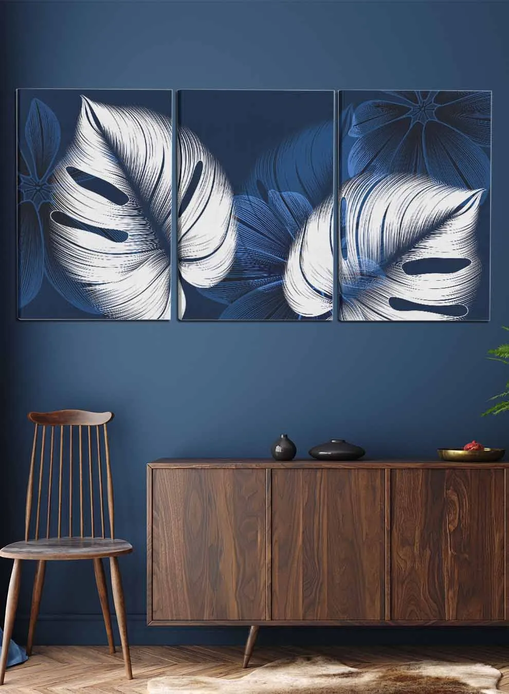 Abstract Large Leaves Paintings(set of 3)