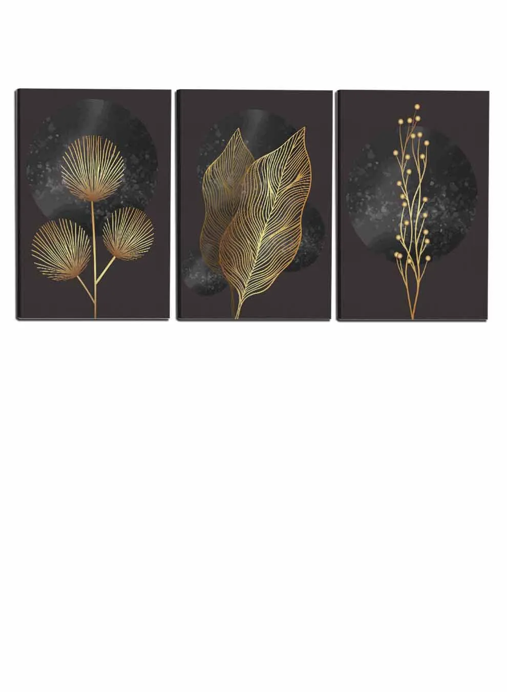 Abstract Moon Leaves Paintings(set of 3)
