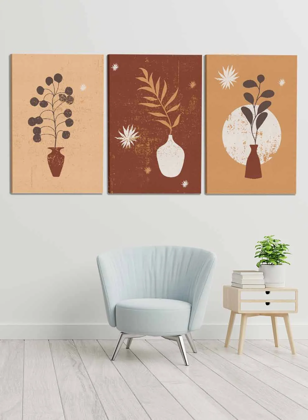 Abstract Neutral Boho Paintings(set of 3)