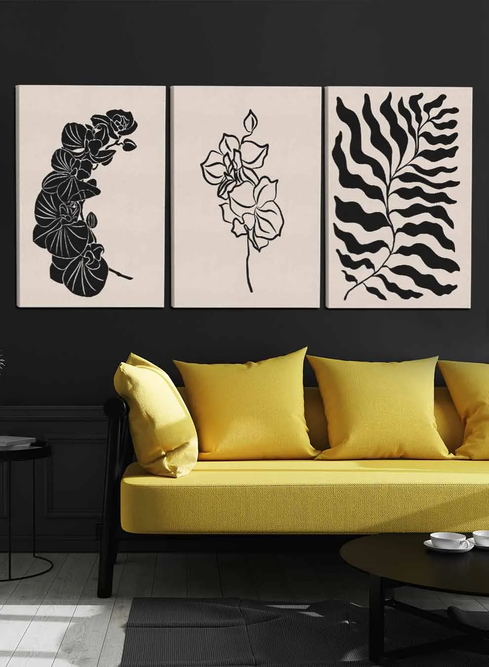 Abstract Plant Leaves Paintings(set of 3)