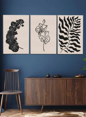 Abstract Plant Leaves Paintings(set of 3)