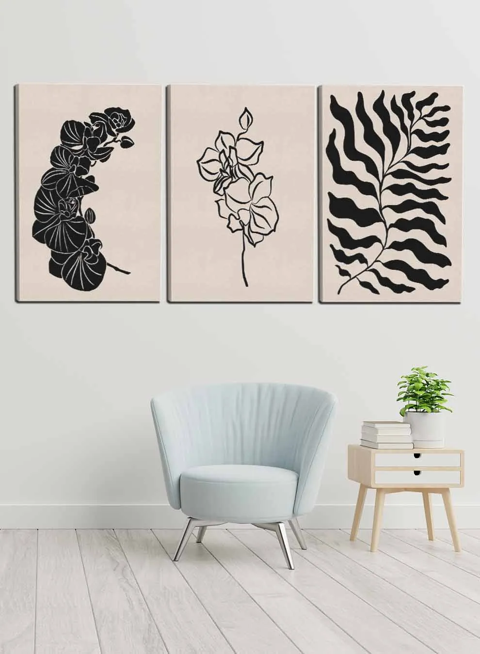 Abstract Plant Leaves Paintings(set of 3)