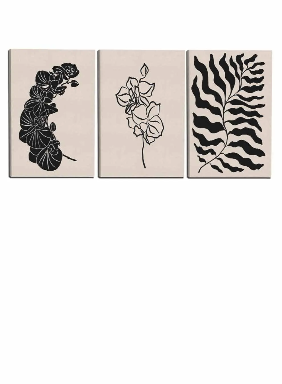 Abstract Plant Leaves Paintings(set of 3)