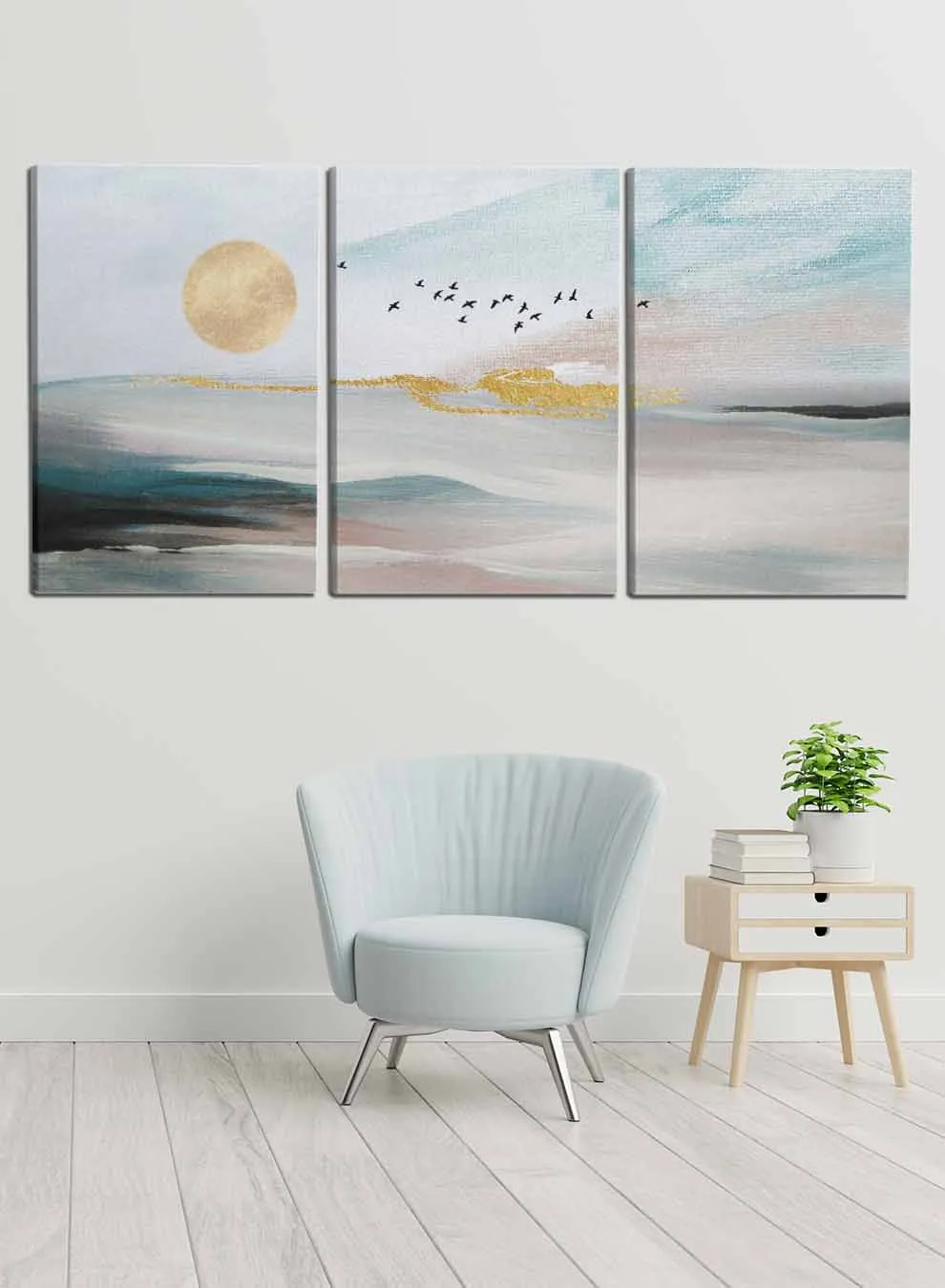Abstract Sea Moon Oil Paintings(set of 3)