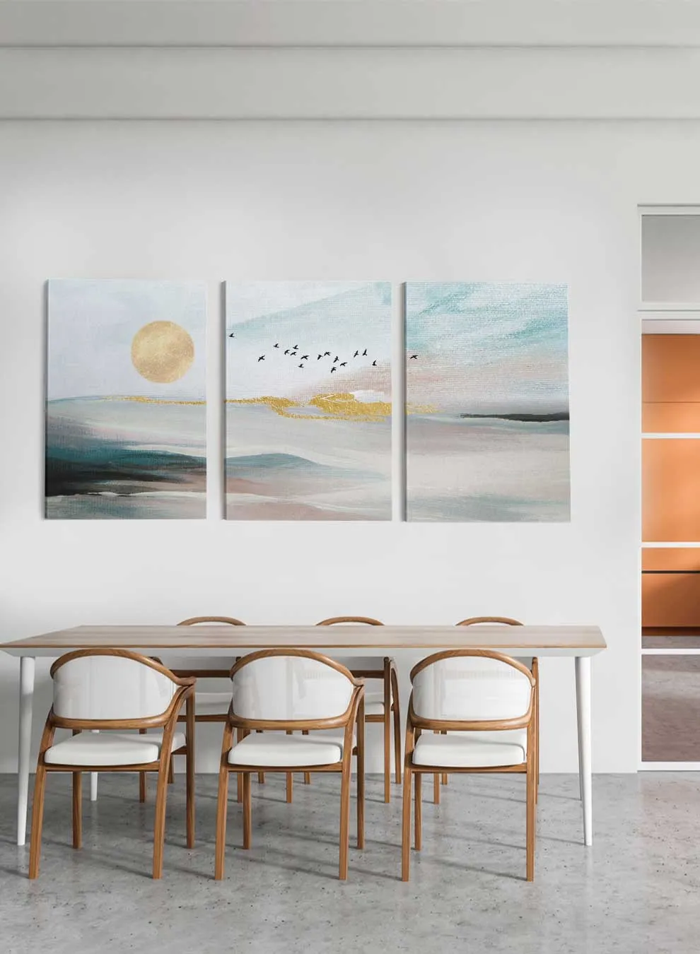 Abstract Sea Moon Oil Paintings(set of 3)
