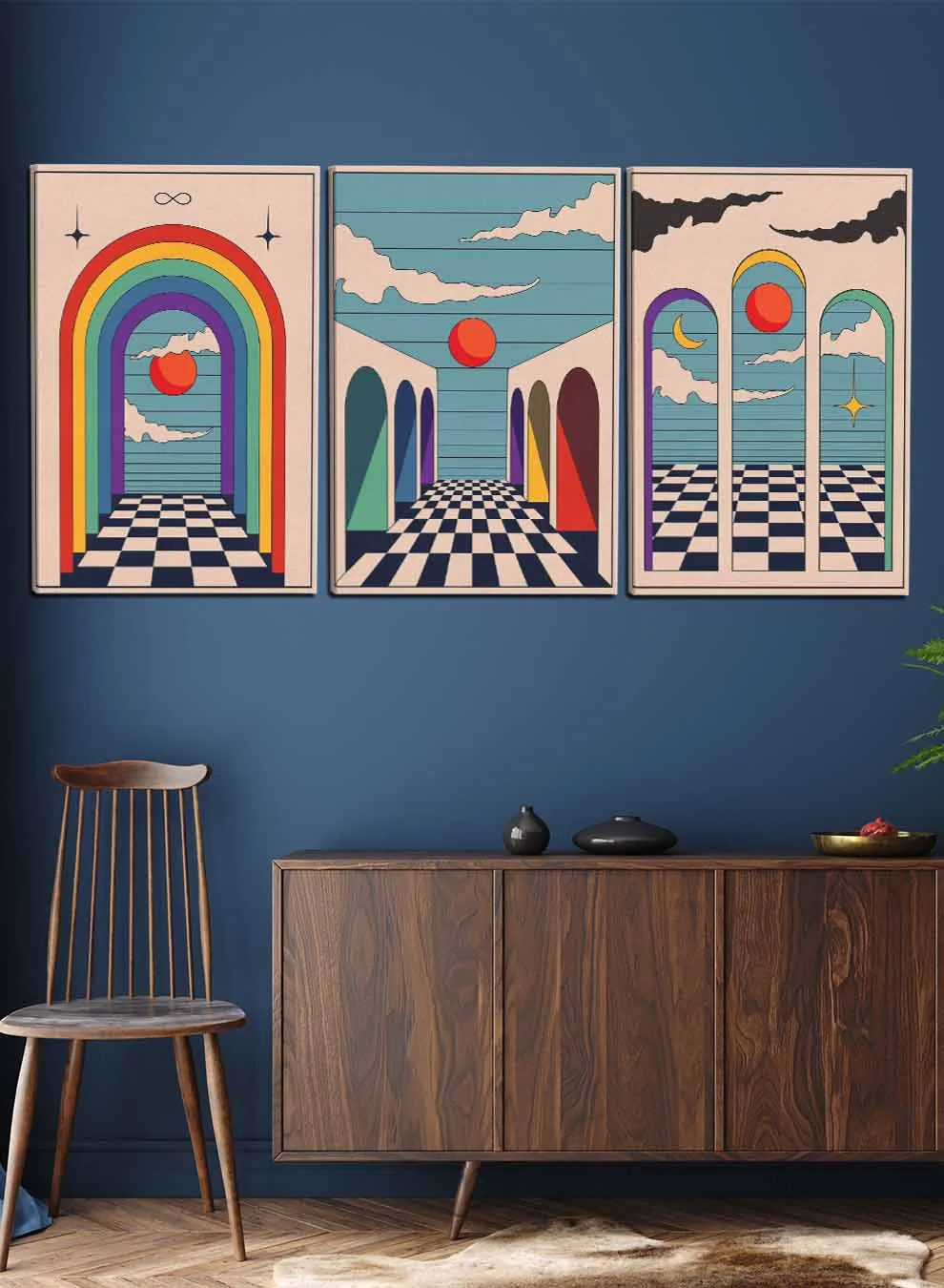 Abstract Vintage Boho Paintings(set of 3)