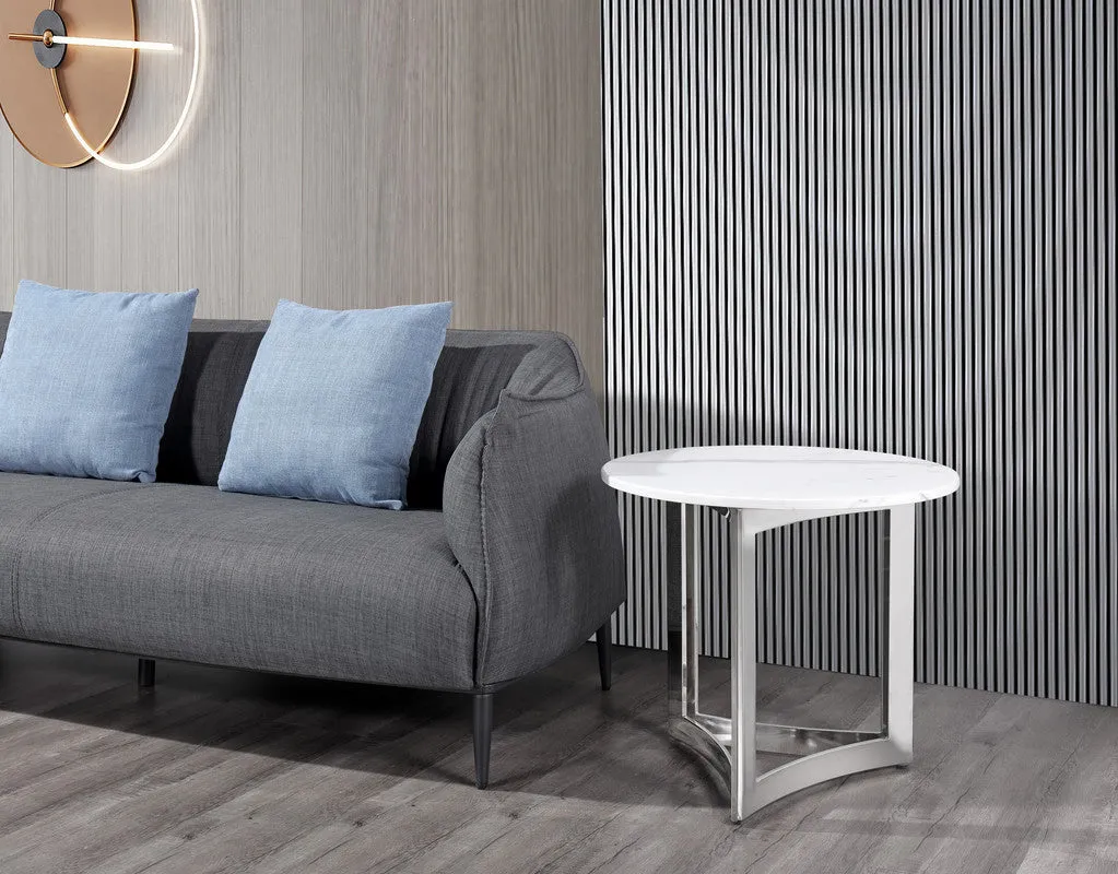 Alexa Side Table Marble With Sliver Base