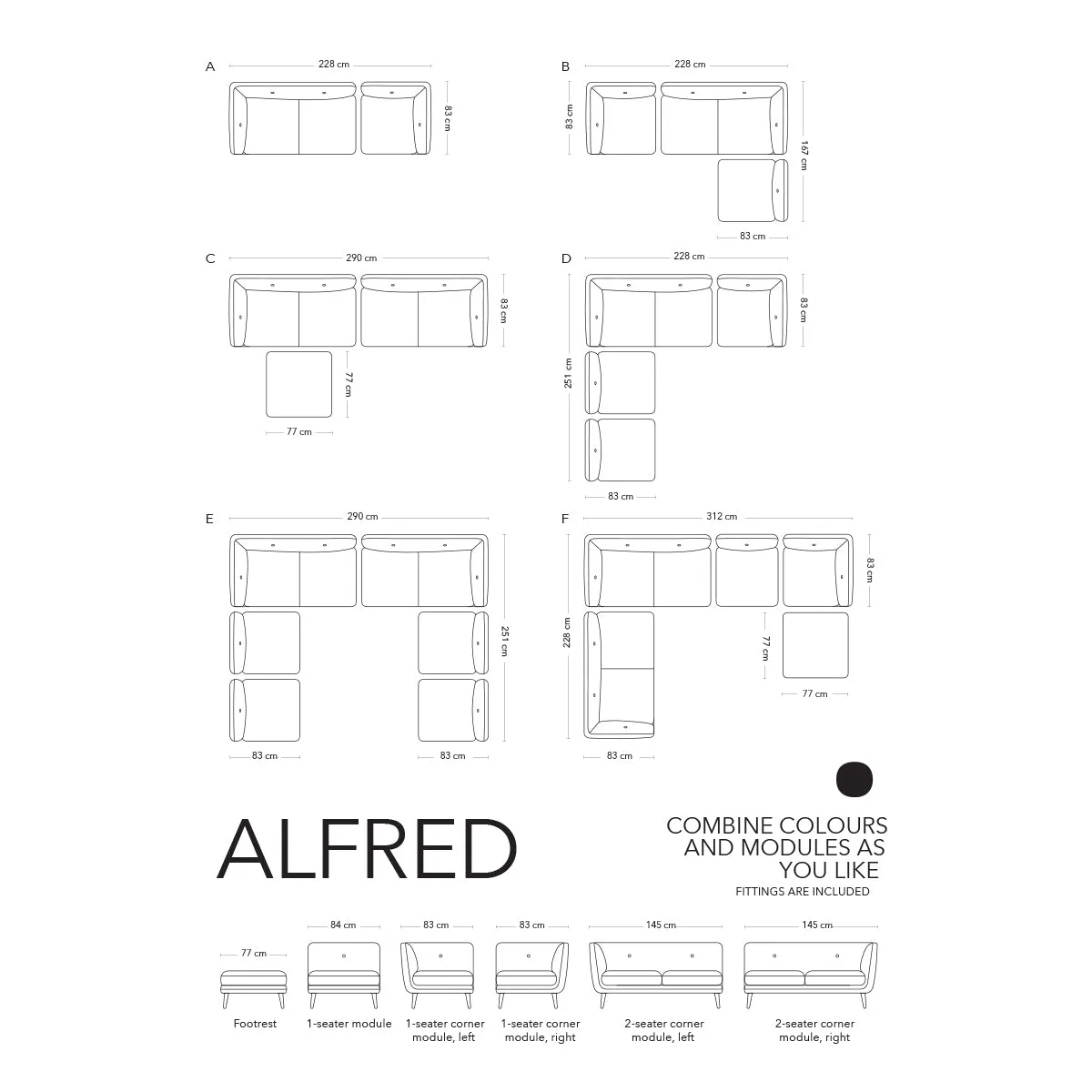 Alfred Boucle Left 2 Seater Modular Sofa