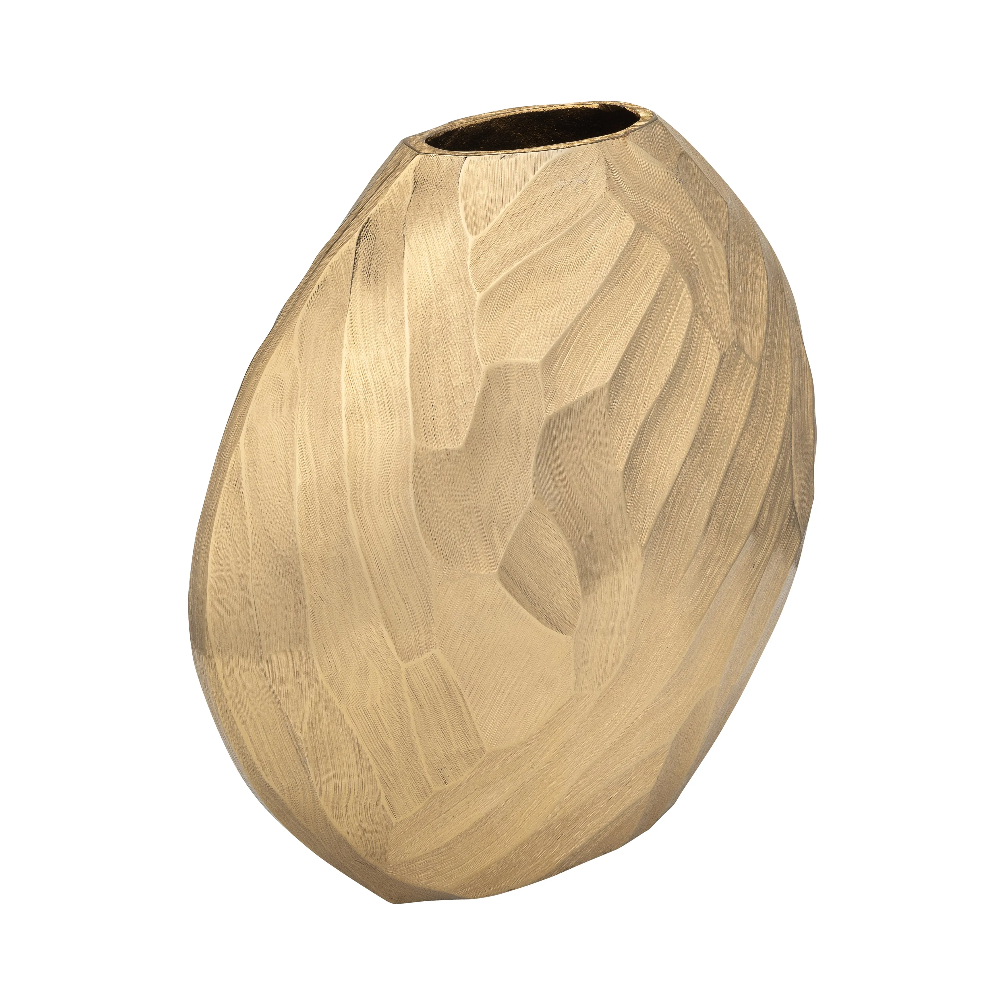 ALUMINUM 11"H HAMMERED VASE, CHAMPAGNE
